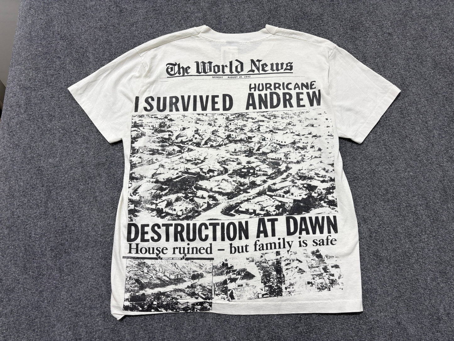 The World News I Survived Hurricane Andrew Tee - Black/White Size XL