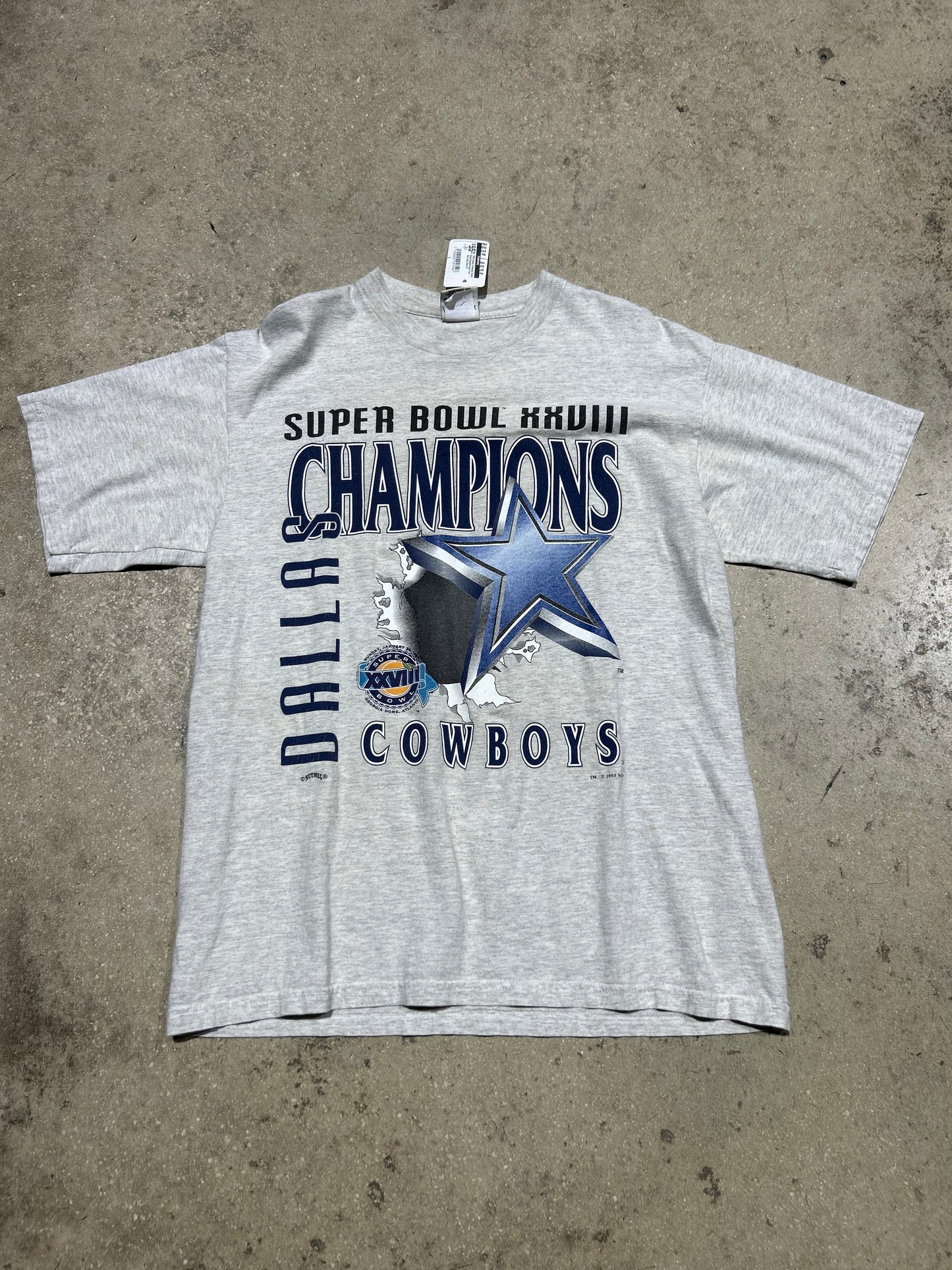 1993 Dallas Cowboys Super Bowl Breakthrough Tee - Ash Grey Size XL