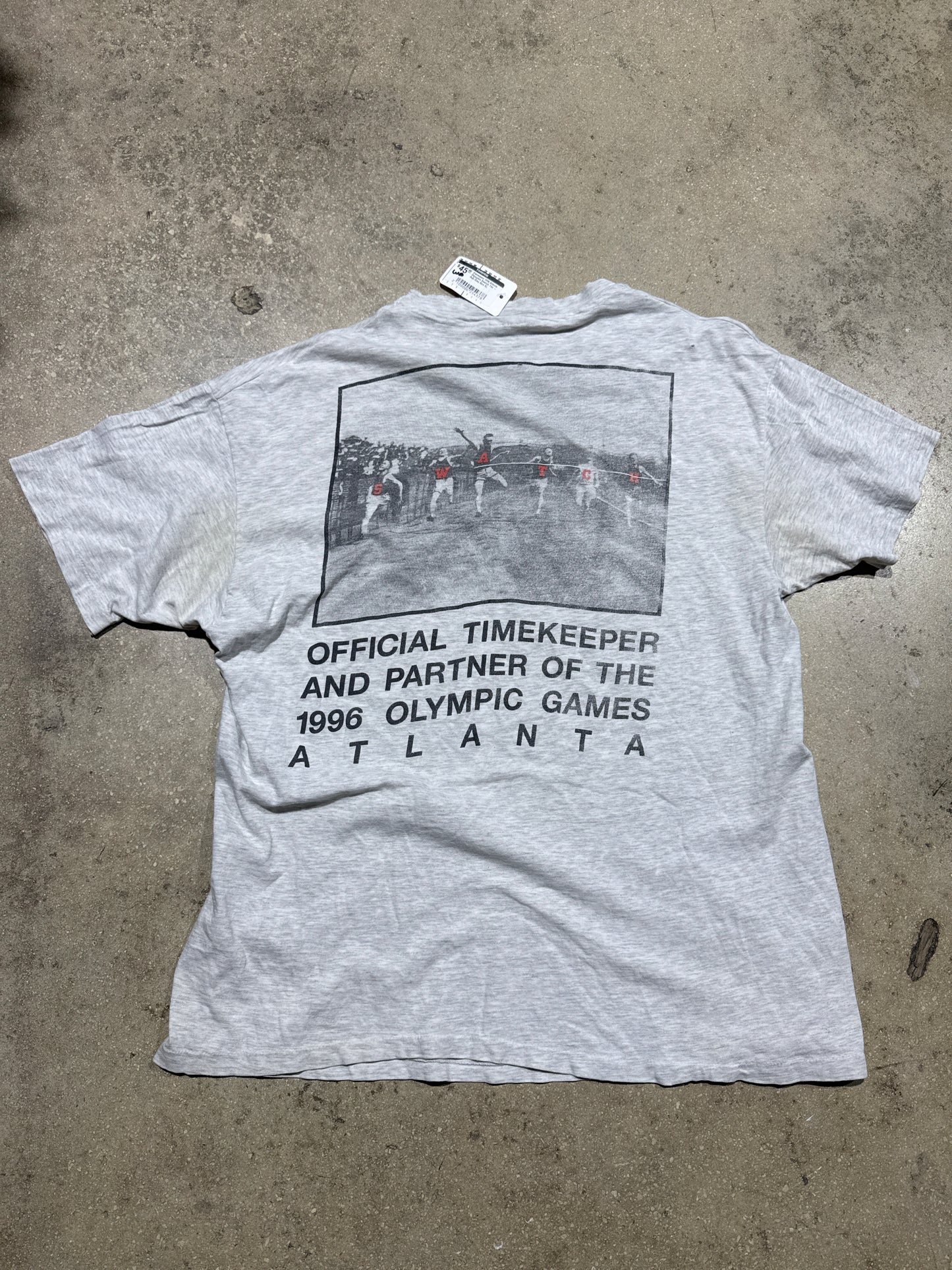 Distressed 1996 Atlanta Olympics Swatch Tee - Ash Grey Size XL