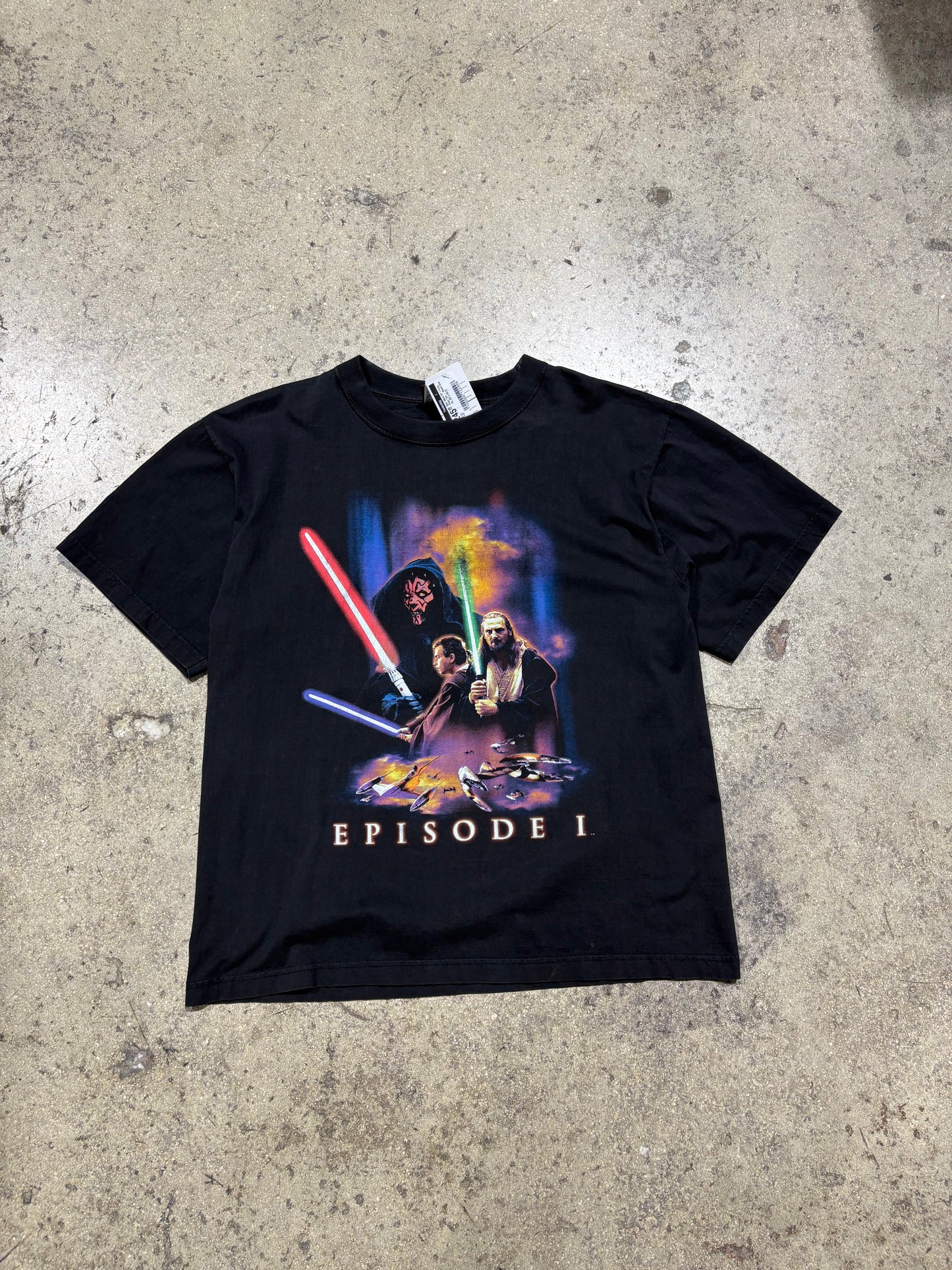 Star Wars EP 1 Euro Print Tee - Black Size XL (22 x 28.5)