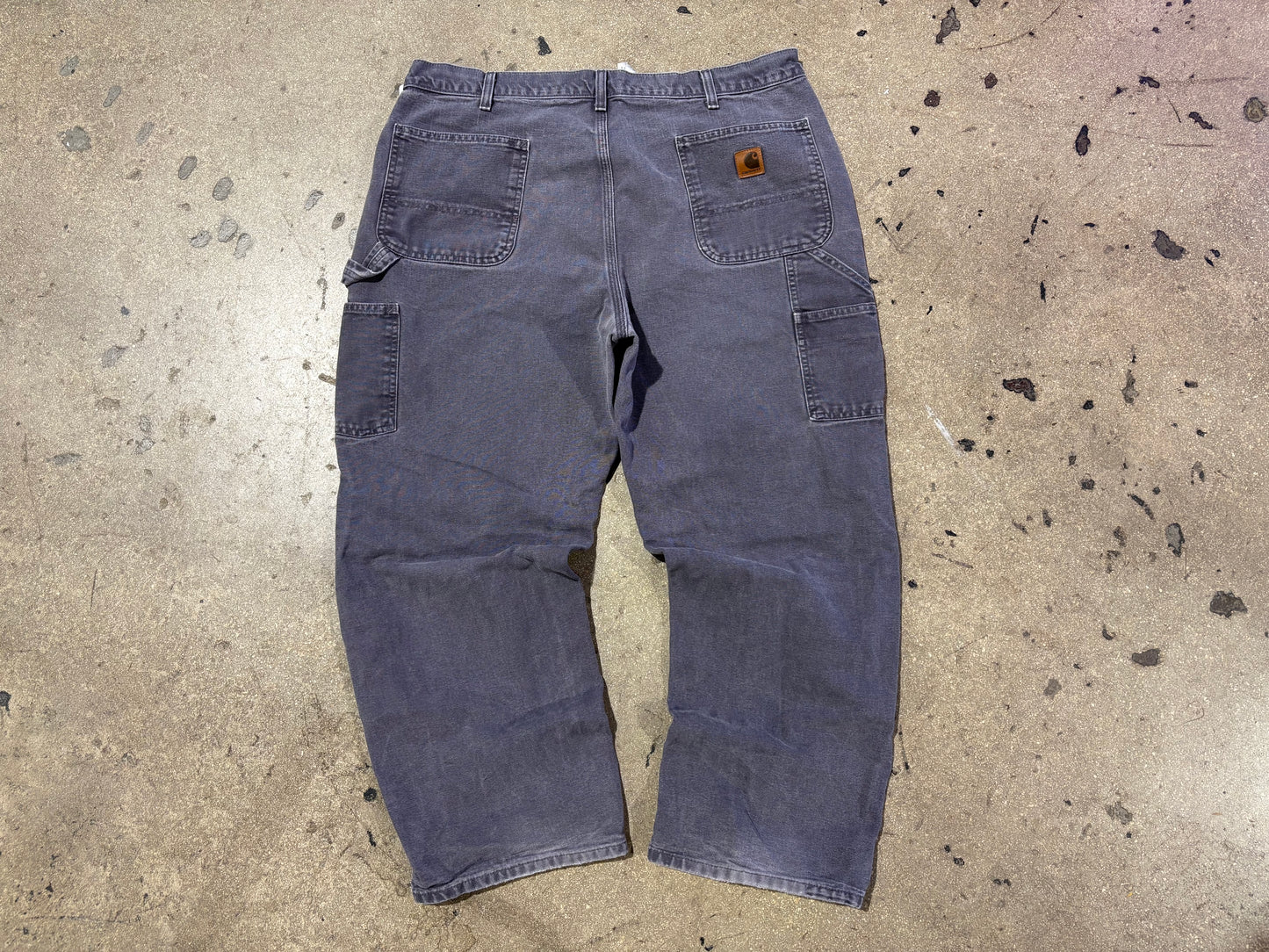 Distressed Carhartt Carpenter Pants - Faded Navy Size 40x30