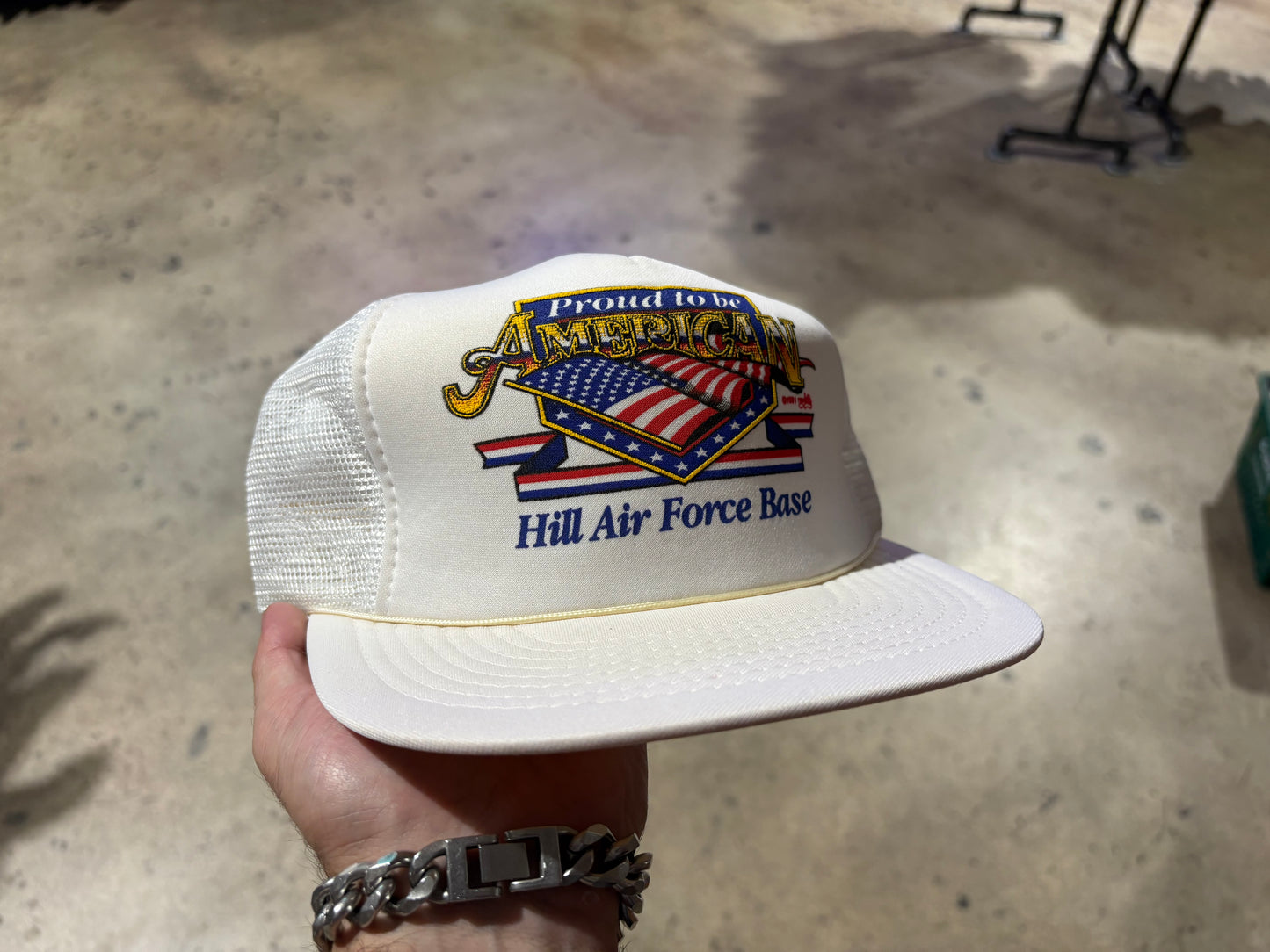 Proud to be American Trucker Hat - White