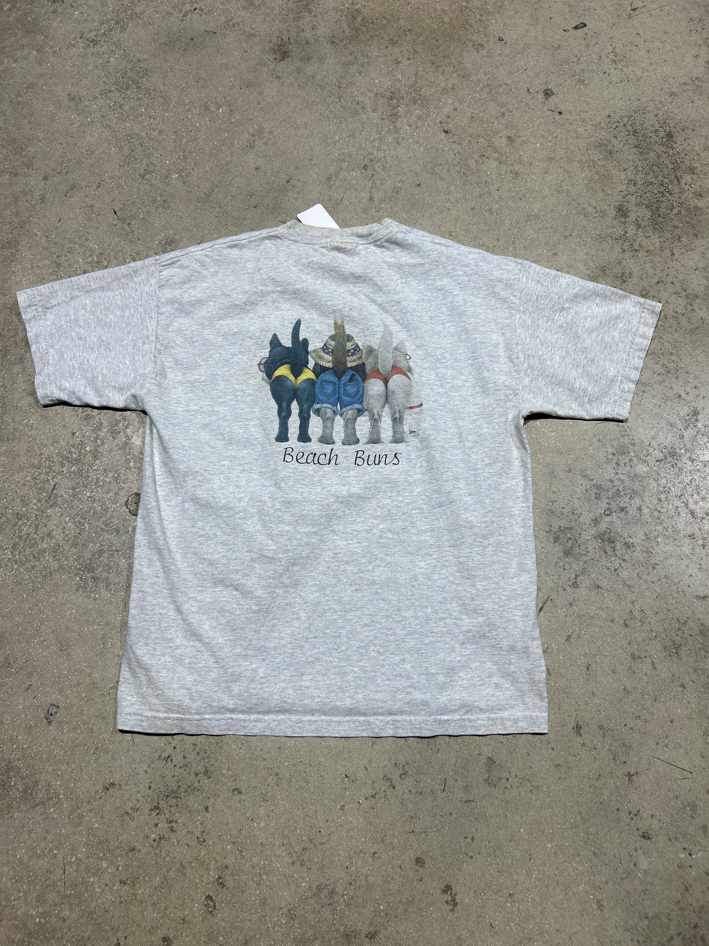 90s Beach Bums Dog Trio Tee - Ash Grey Size XL