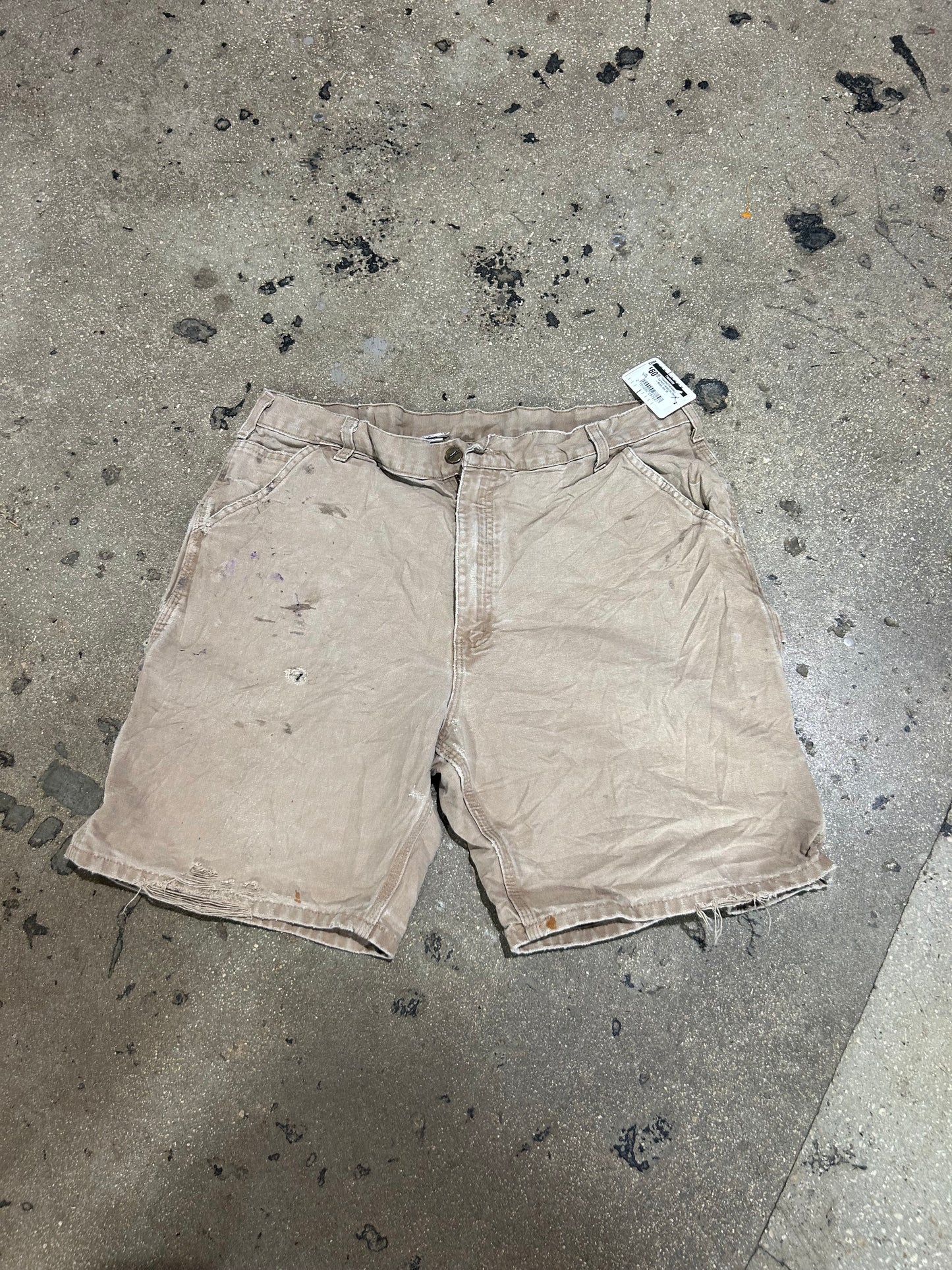 Thrashed/Distressed Carhartt Carpenter Shorts - Khaki Size 38
