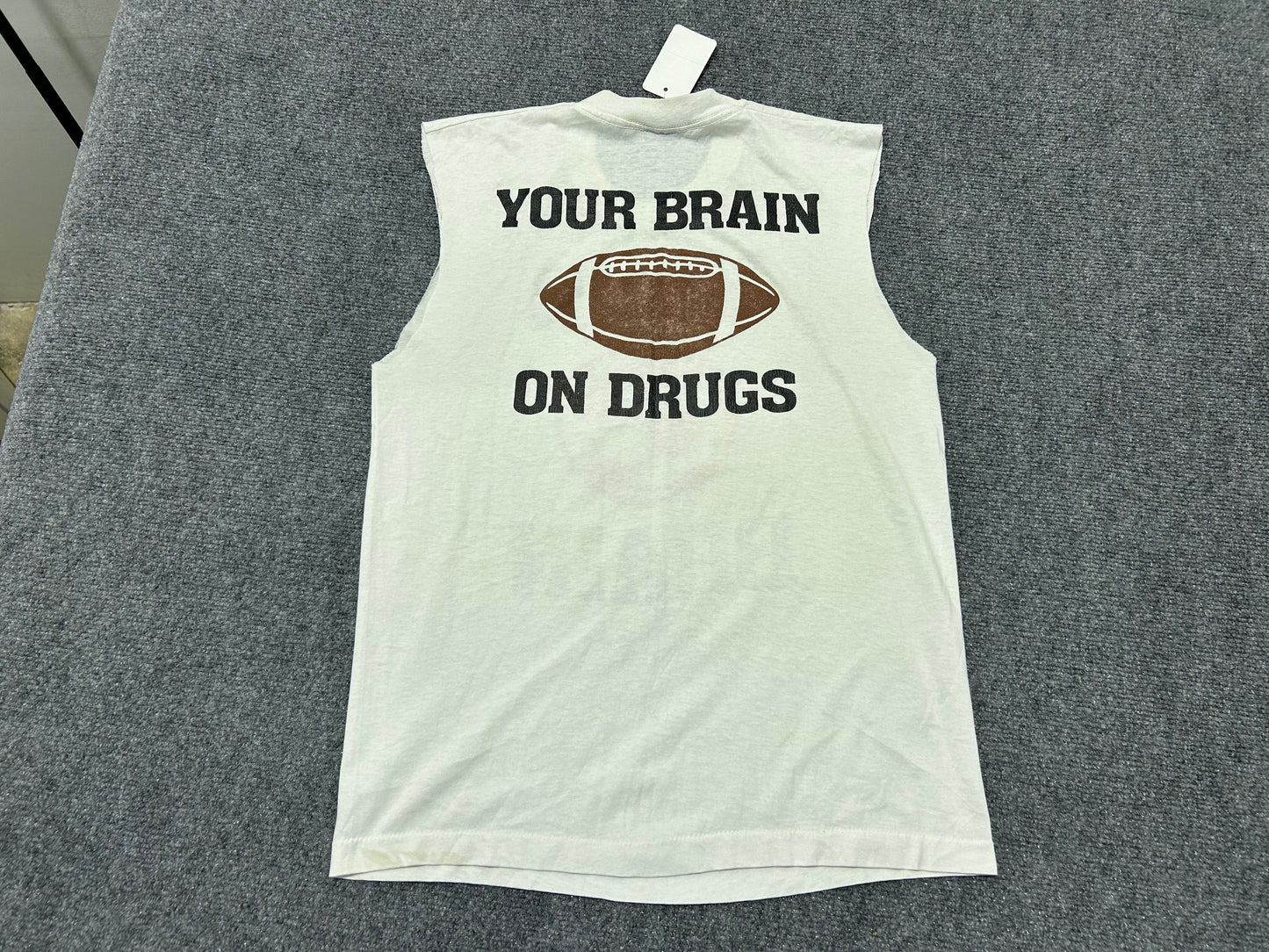 Soccer / Football Your Brain on Drugs Cut Off Tee - White Size Large