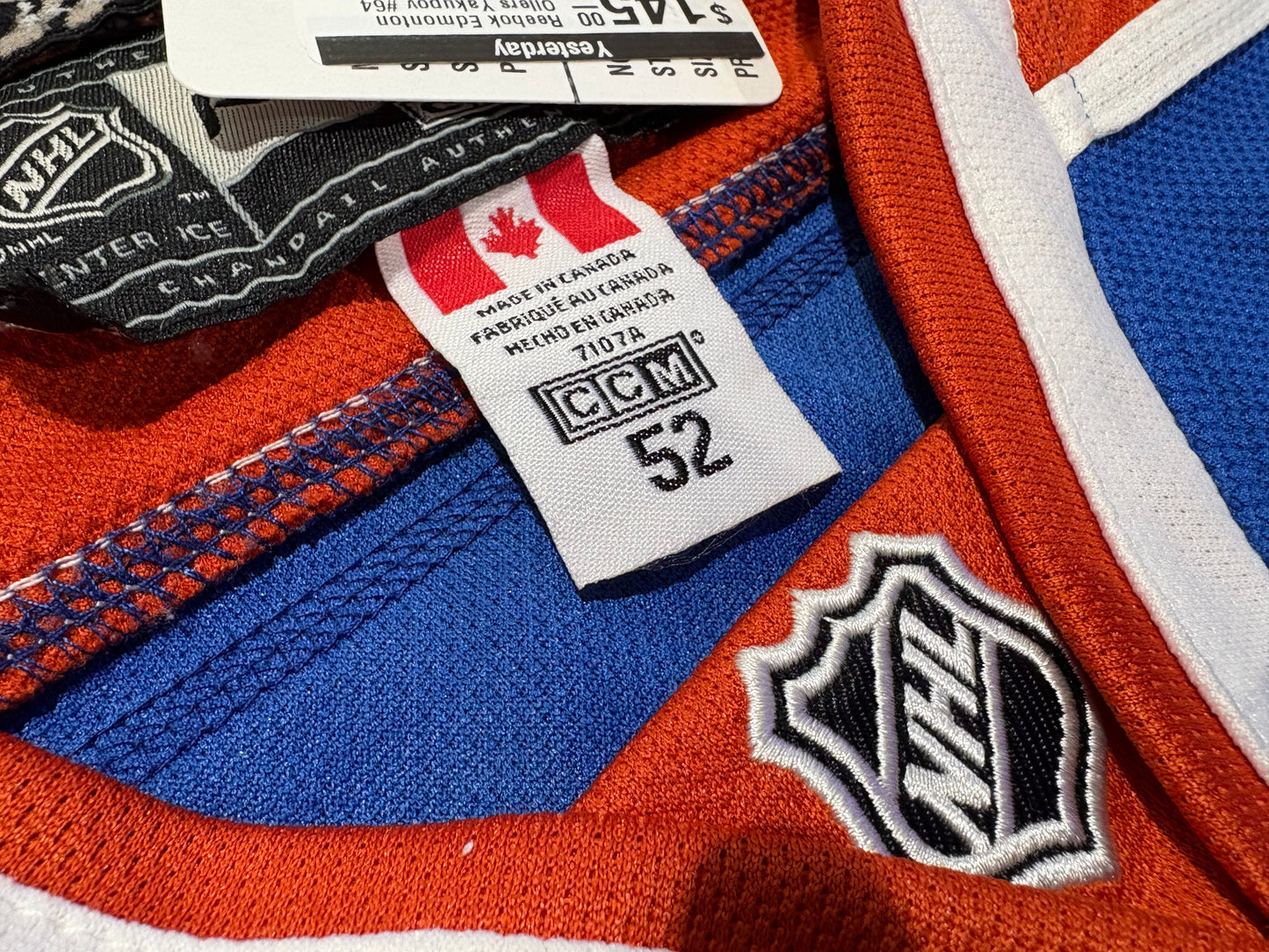 Reebok Edmonton Oilers Yakupov #64 Authentic ON ICE Jersey Size 52