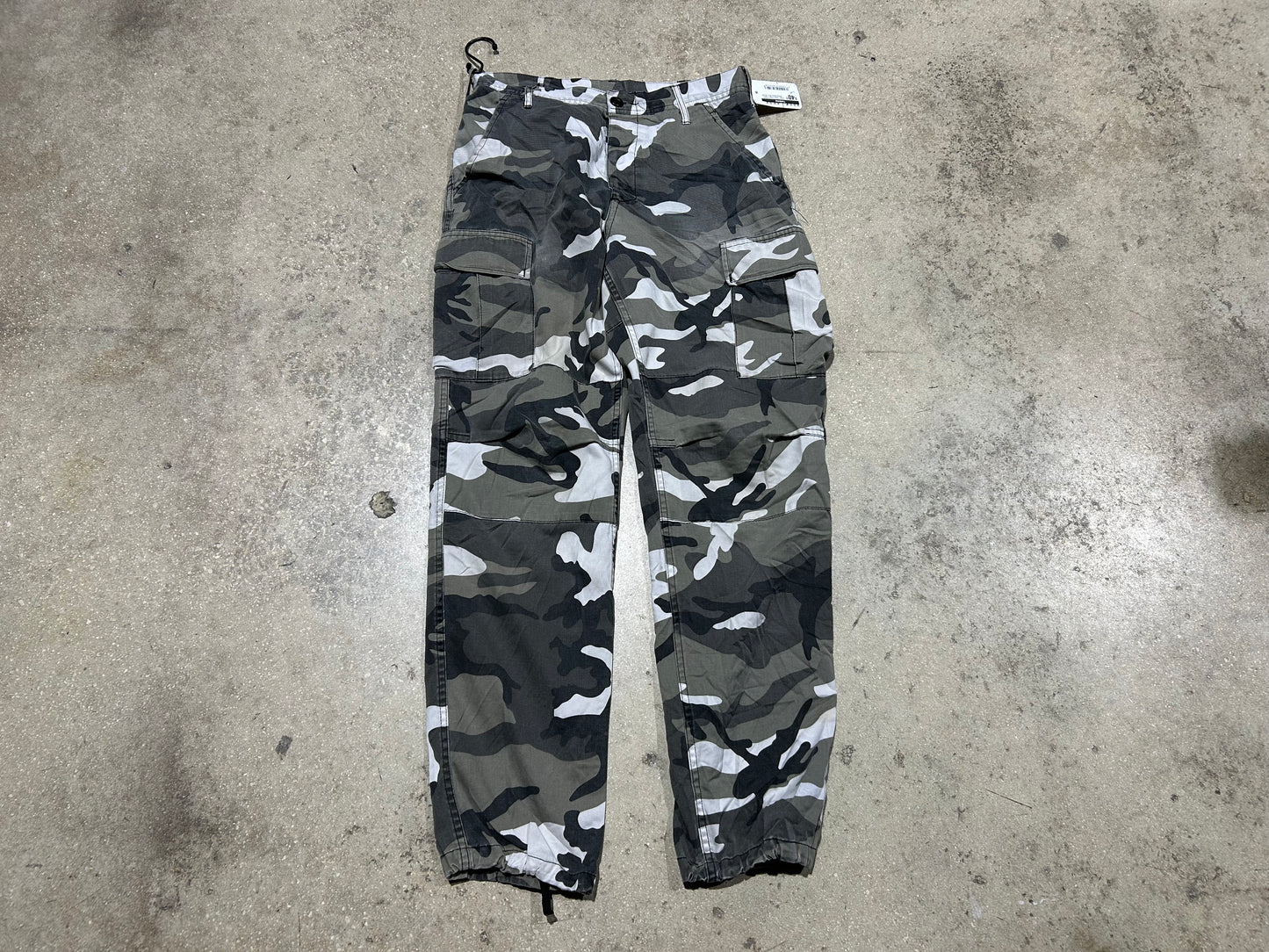 Urban Camo Cargo Pants - Black/White Size 30 x 30