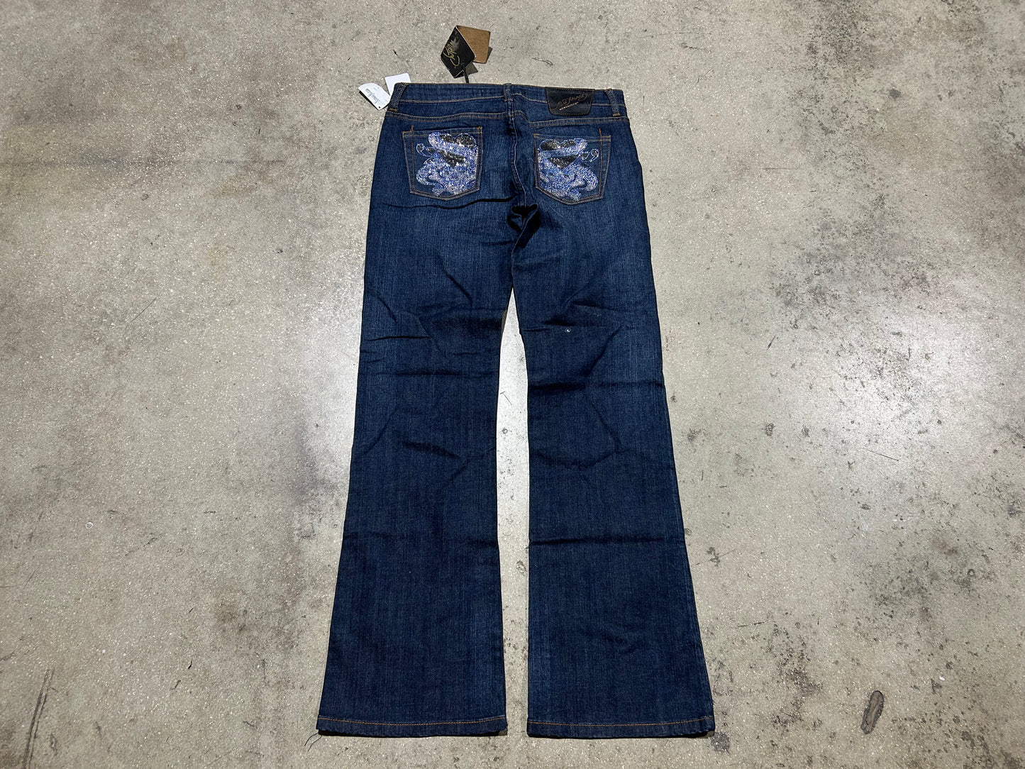 WMNS Ed Hardy Rhinestone Jeans - Blue Size 31