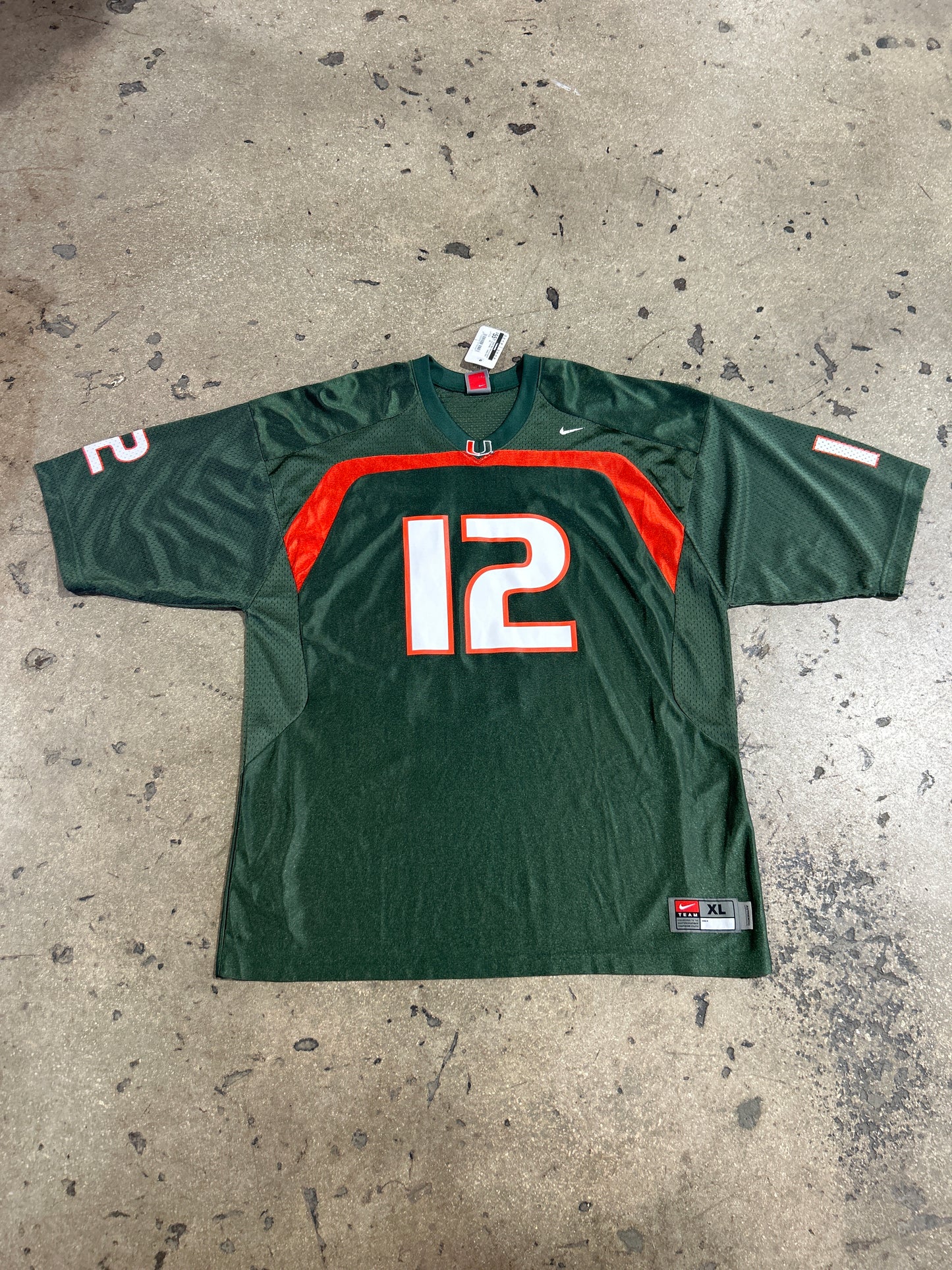 2000s Nike UM Hurricanes #12 Jersey - Green Size XL