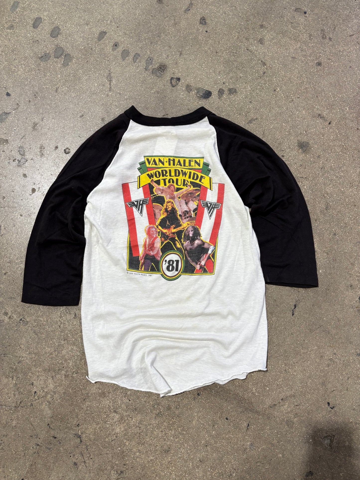 1981 Van Halen World Tour Raglan Tee - Black/White Size Medium