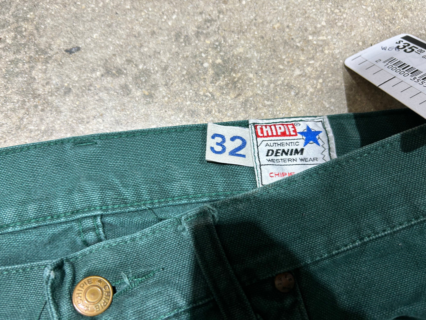 Chipie Button Fly Jeans - Green Size 32