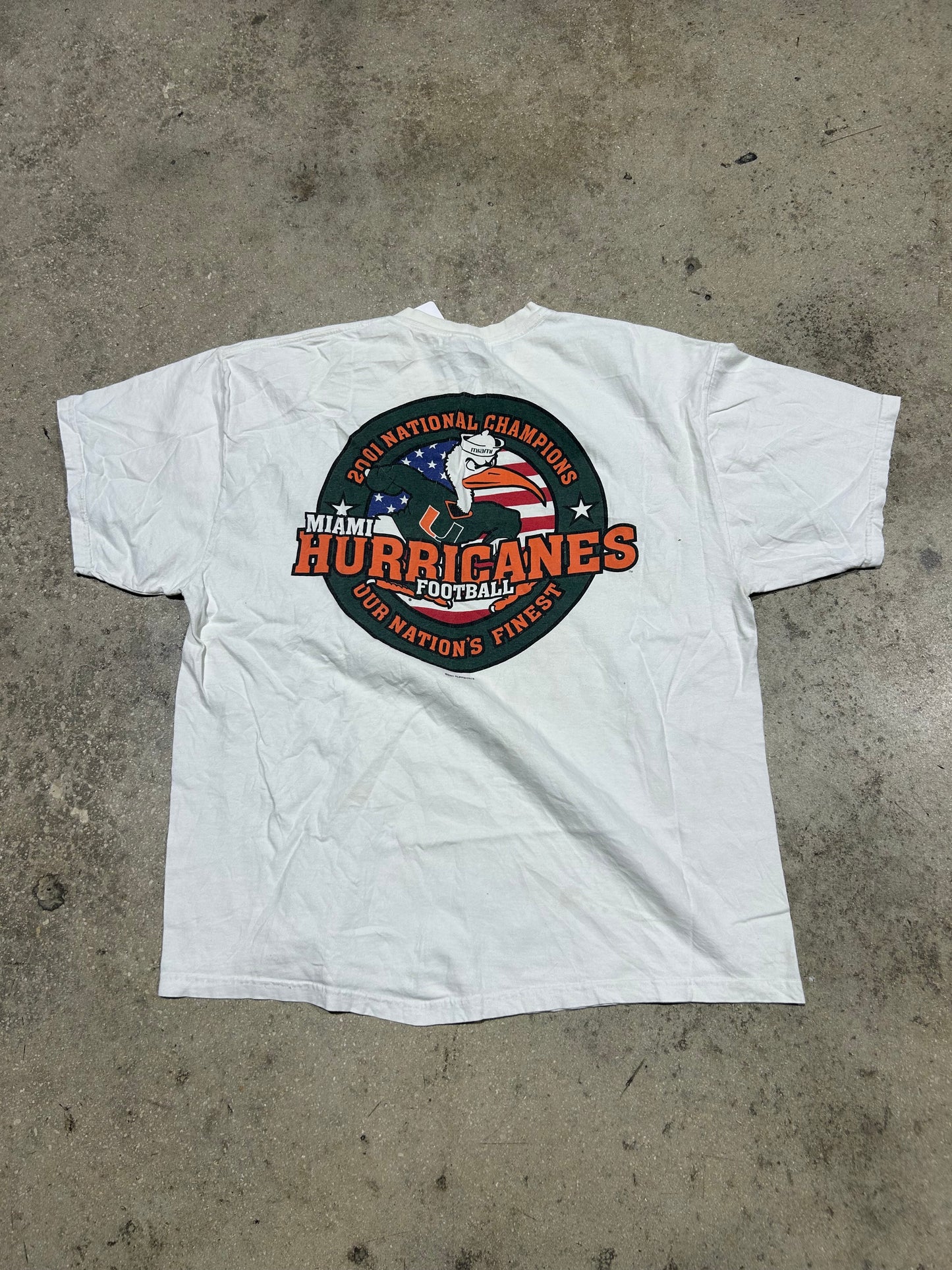 2001 University Of Miami National Champs Tee - White Size XL