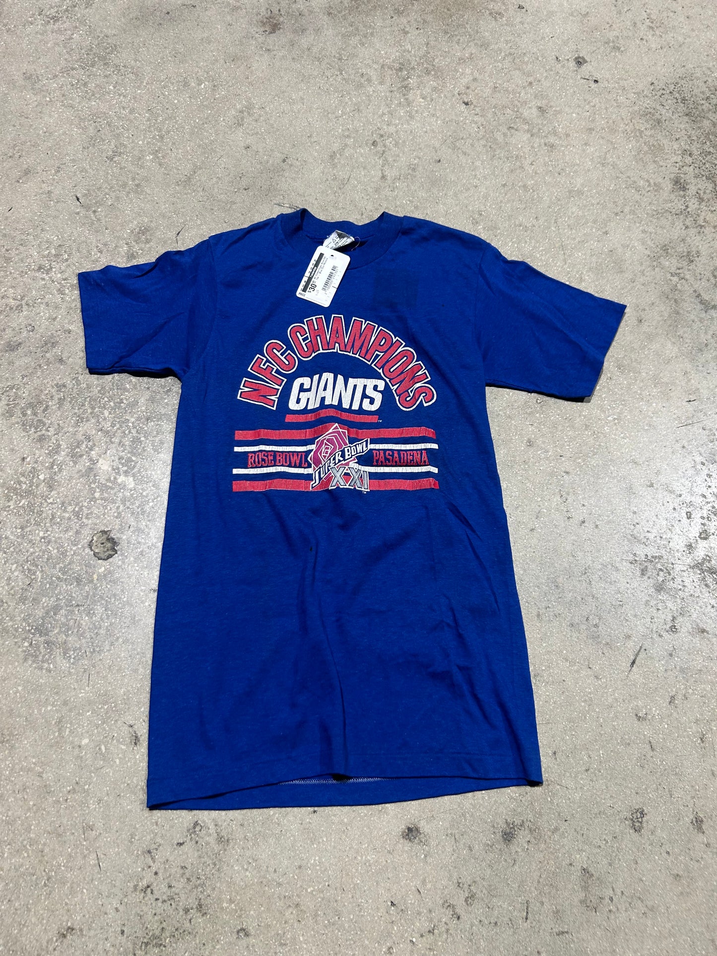 NY Ginats Super Bowl XXI Tee - Blue Size Medium