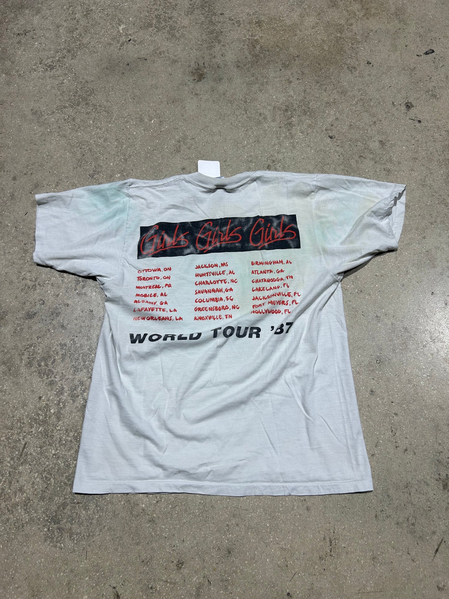 1987 Motley Crue Tour Tee - White Size Medium