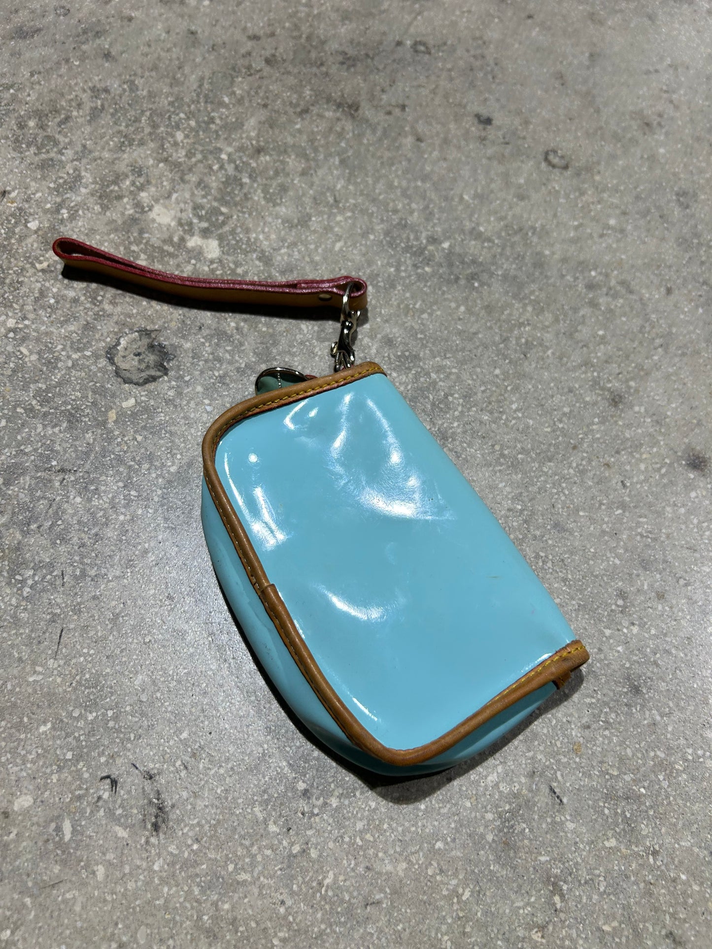 Dooney and Bourke Small Patent Leather Wristlet Purse - Powder Blue