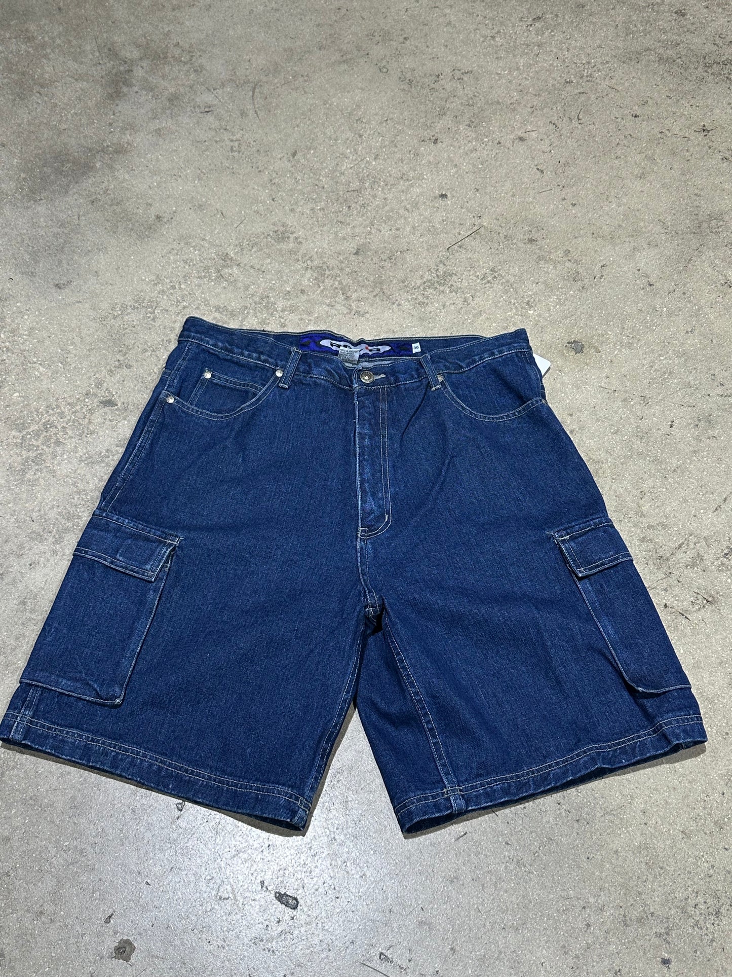 Reliq Denim Cargo Shorts - Blue Size 36
