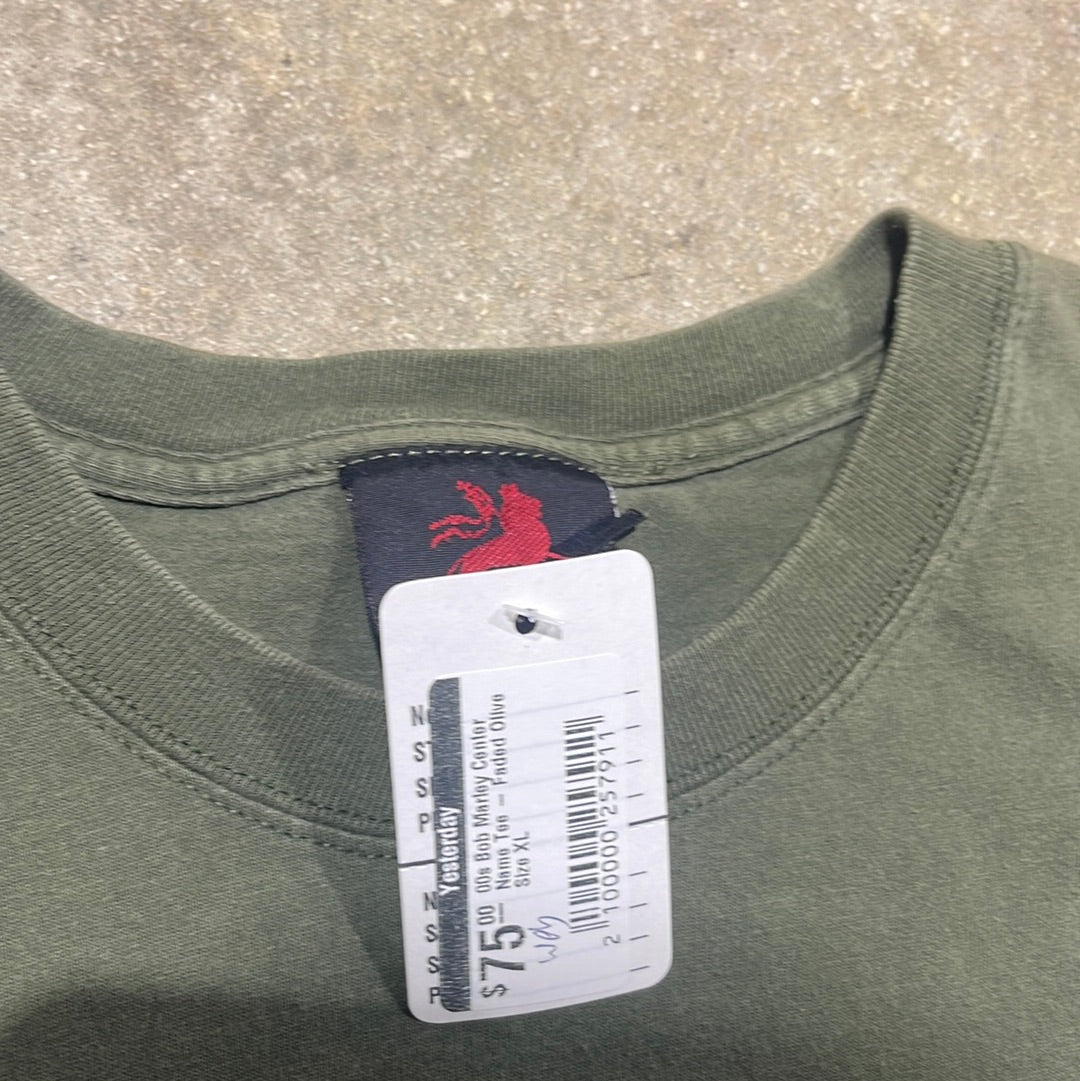 00s Bob Marley Center Name Tee - Faded Olive Size XL