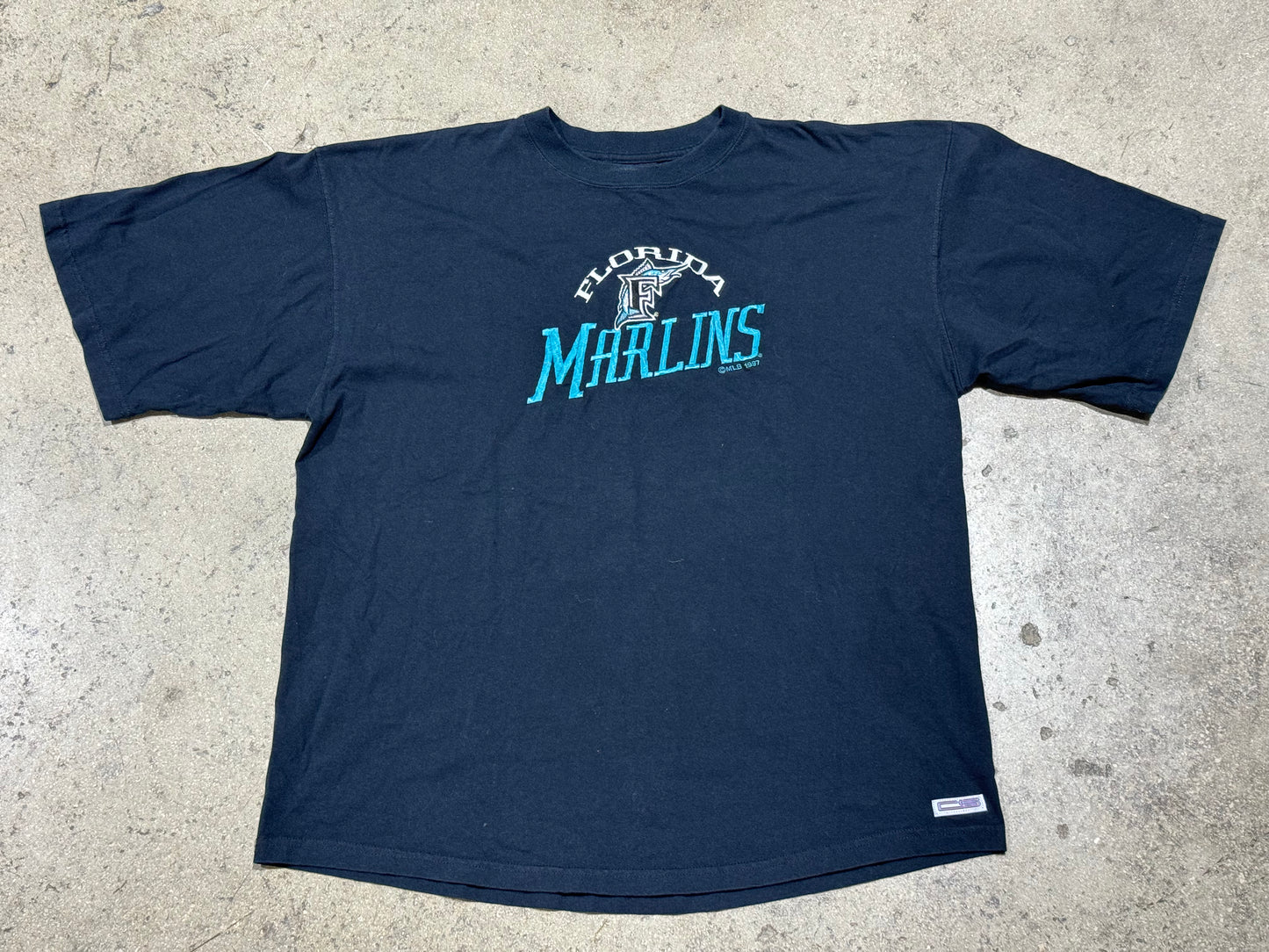1997 Florida Marlins Embroidered Tee - Black Size XL