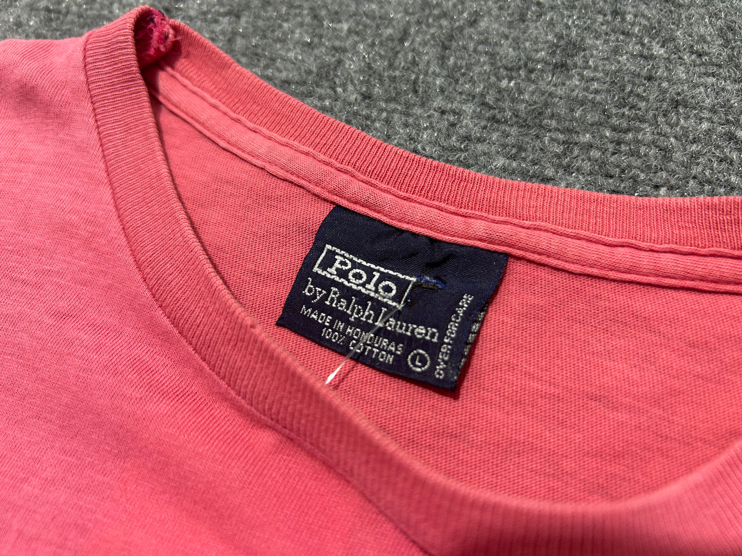 90s Polo Ralph Lauren Single Stitch Pocket Tee - Pink Size Large