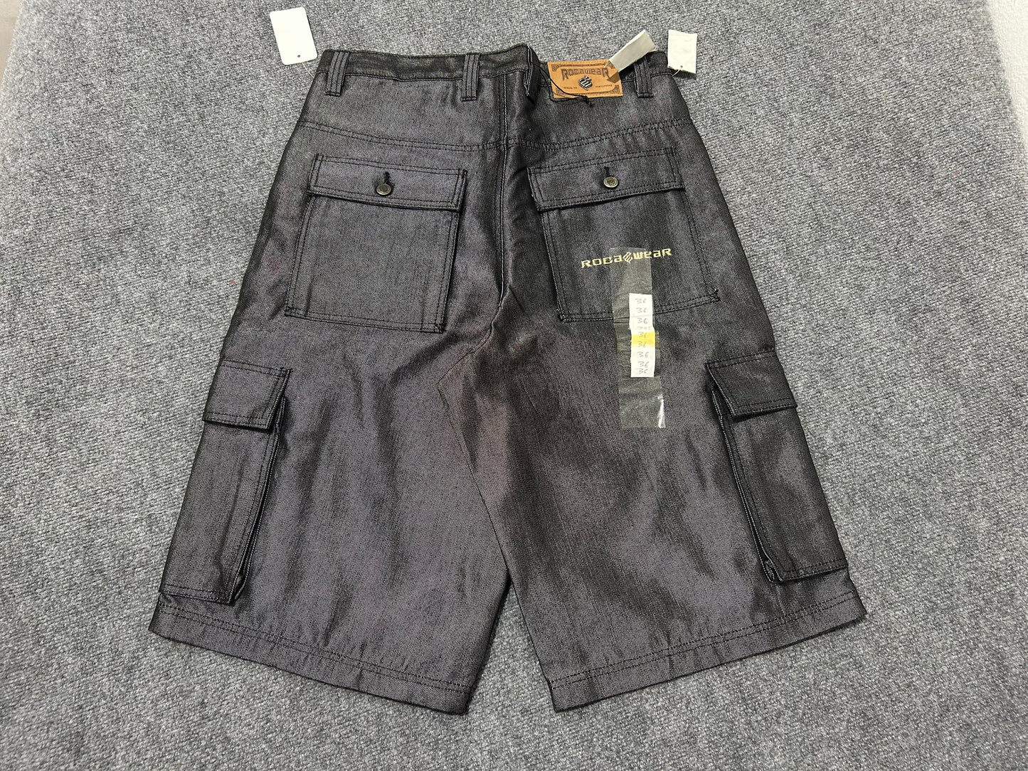 Rocawear Raw Denim Jean Shorts - Shiny Black Size 38