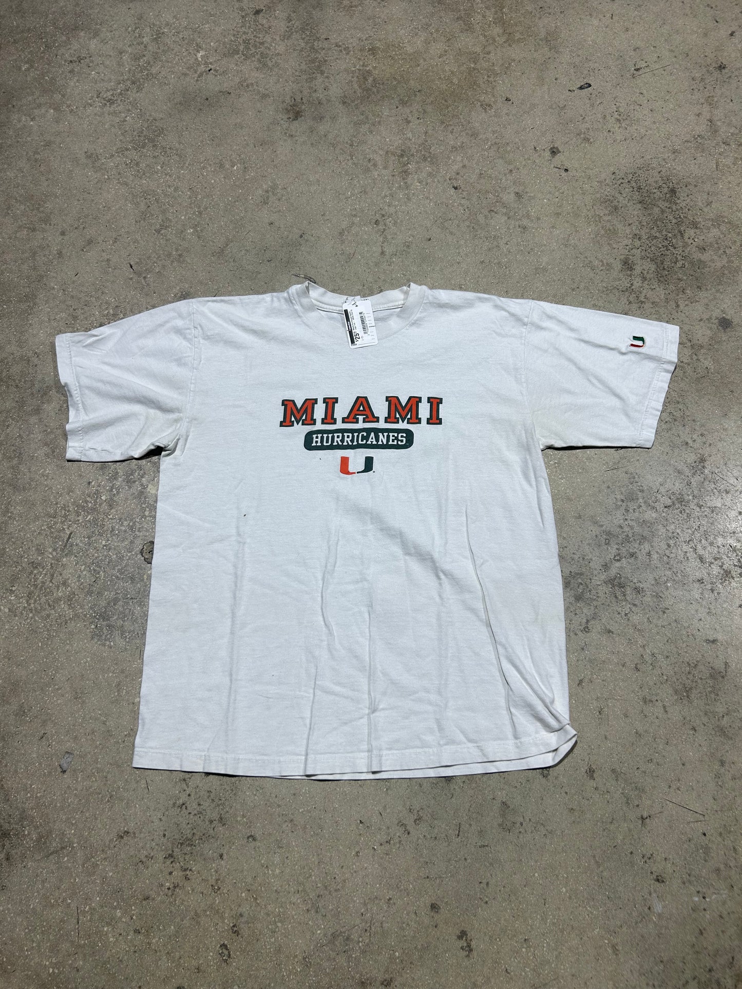 Miami Hurricanes Center Logo Tee - White Size XL