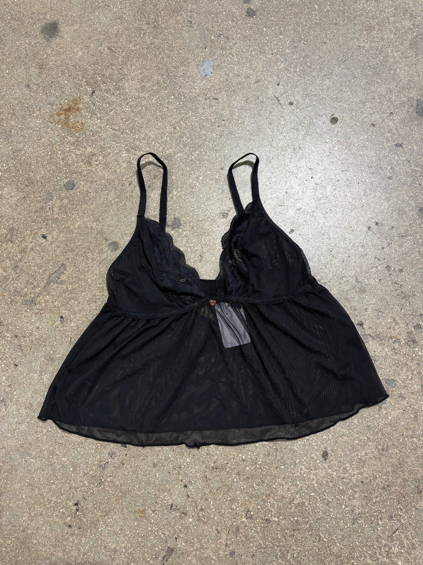Women's Rachel Lingerie Lace Top - Black Size Large