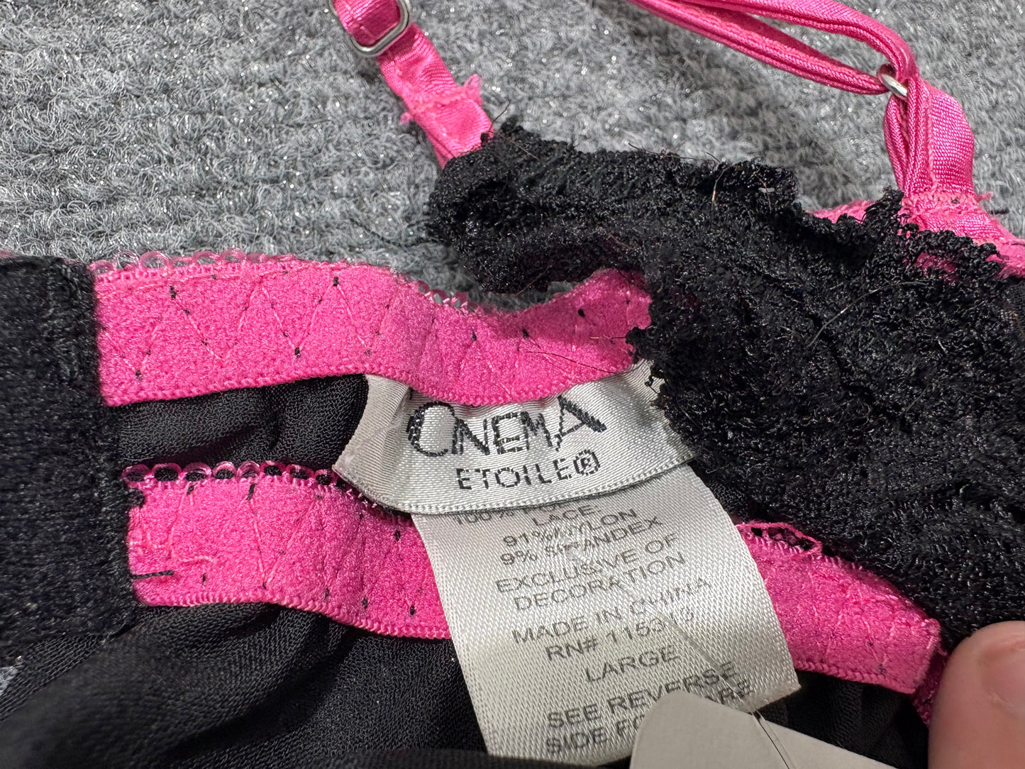 Cinema Lace Lingerie Top - Black/ Pink Size Large