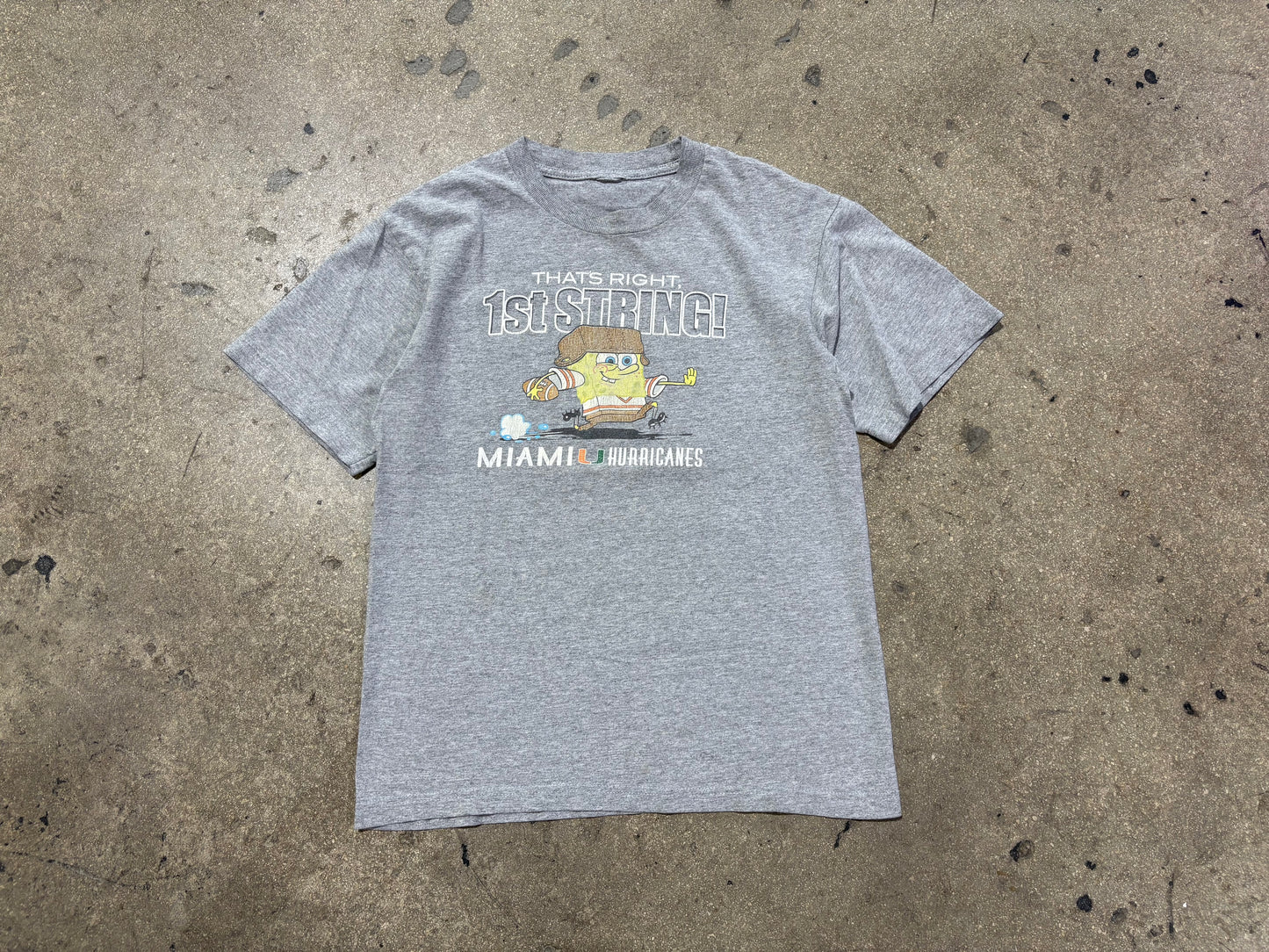 Miami Hurricanes SpongeBob Tee - Grey Size Small
