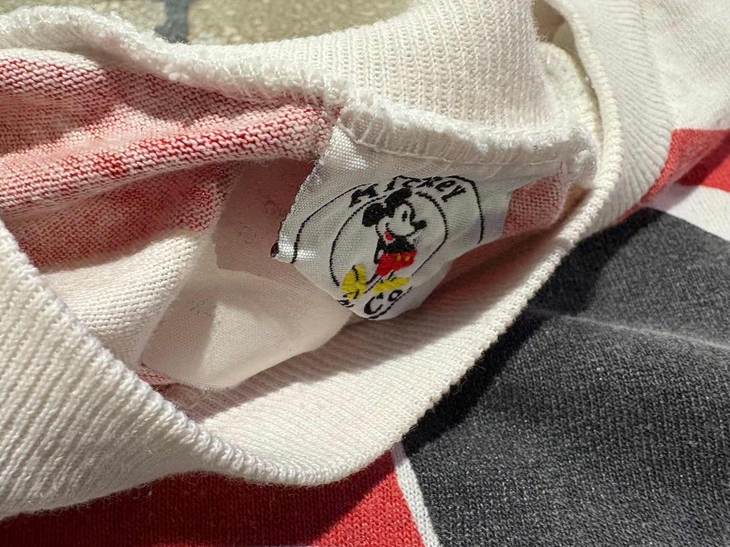 Womens Mickey Mouse Spiral Cropped Tee - Red/White Size Large