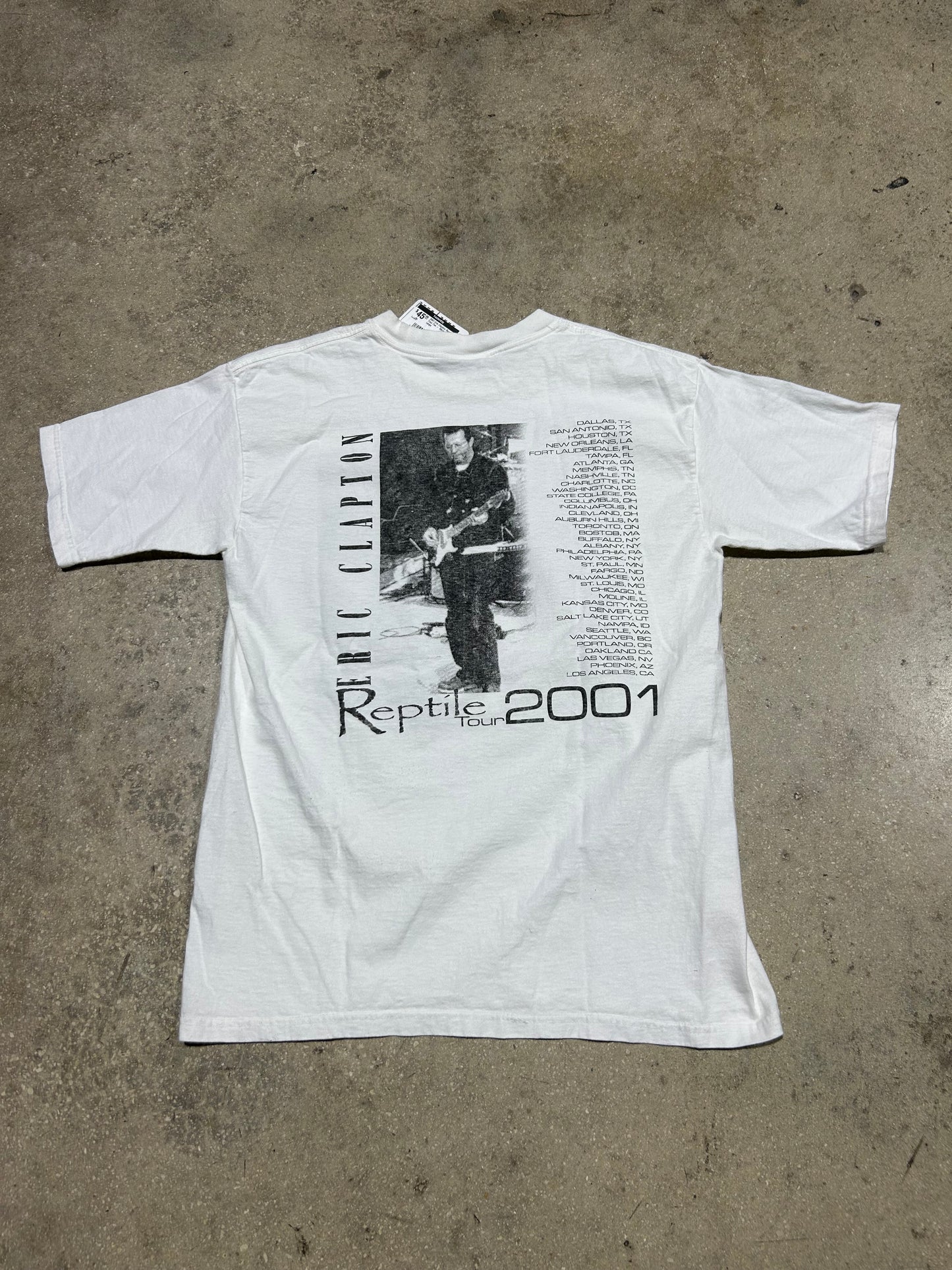 2001 Eric Clapton Reptile Tour Tee - White Size Large