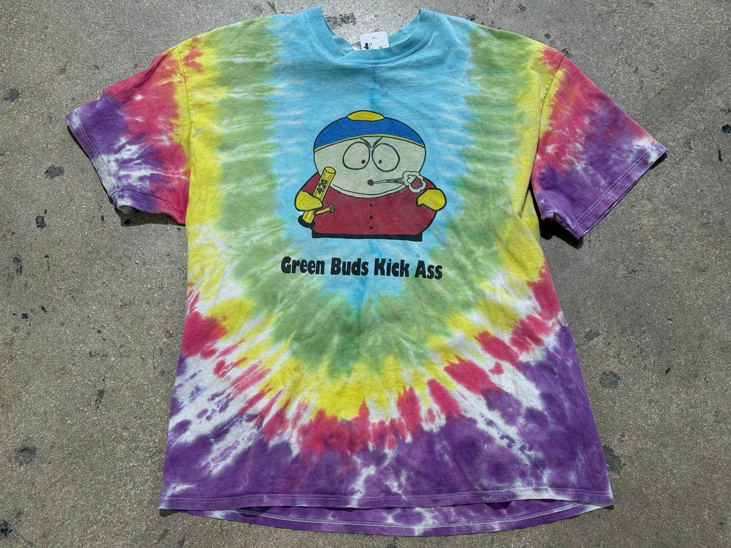 00s South Park Green Buds Kick Ass Parody Tee - Tie Dye Size XXL
