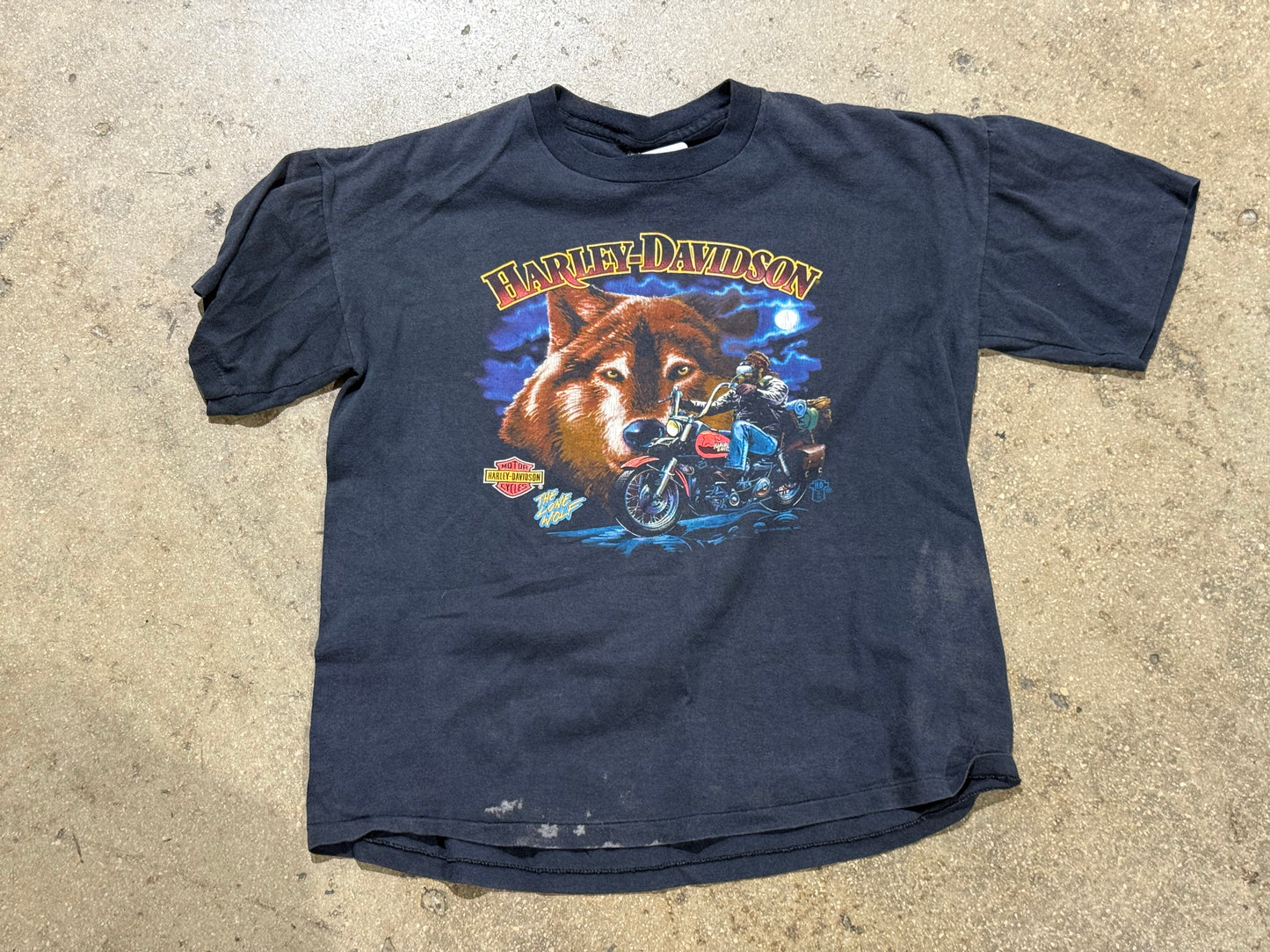 1991 Harley Davidson Lone Wolf Suburban Motors Tee - Black Size Large