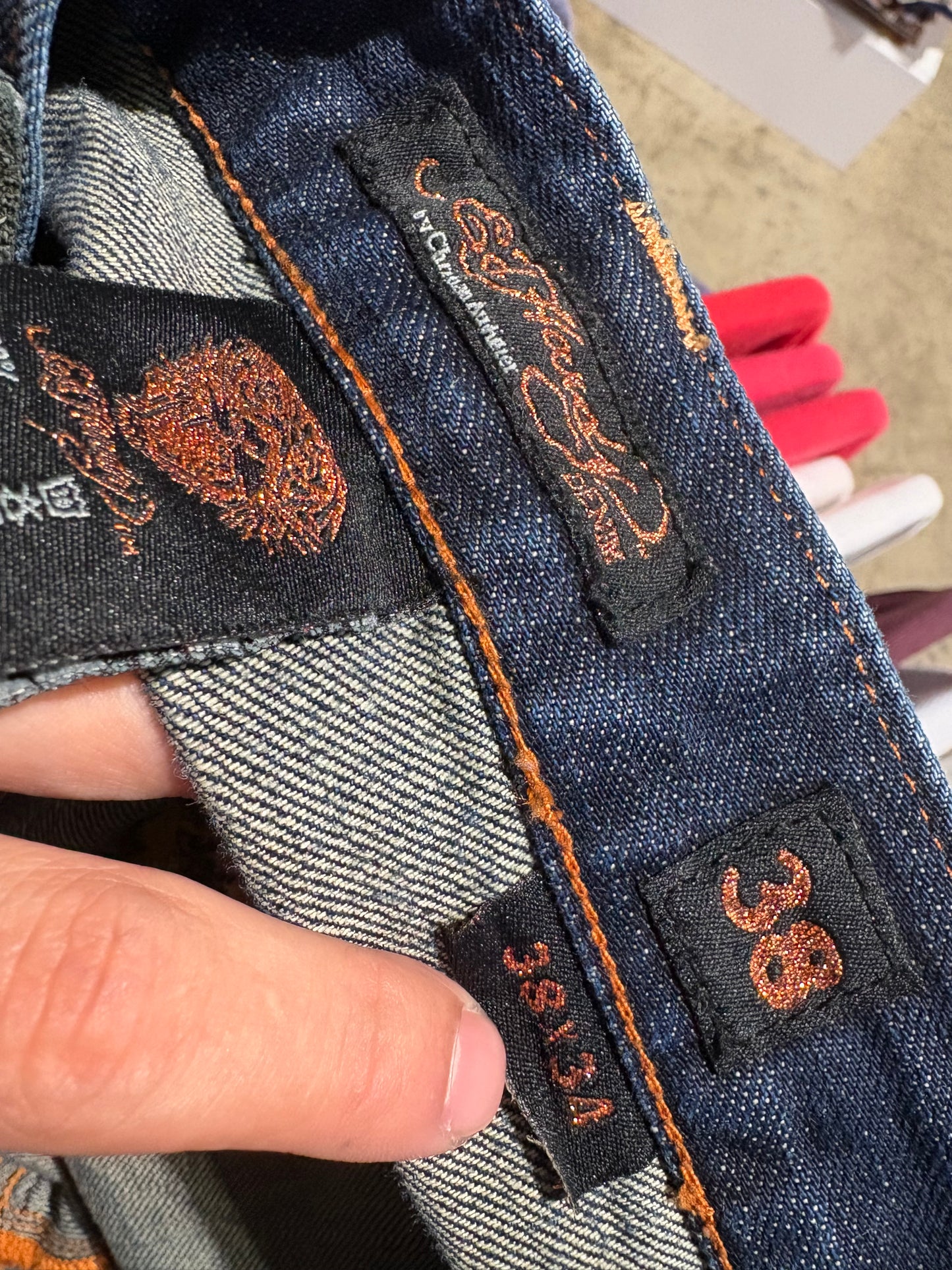 Ed Hardy Panther Embroidery Denim Jeans - Blue Size 38 x 34