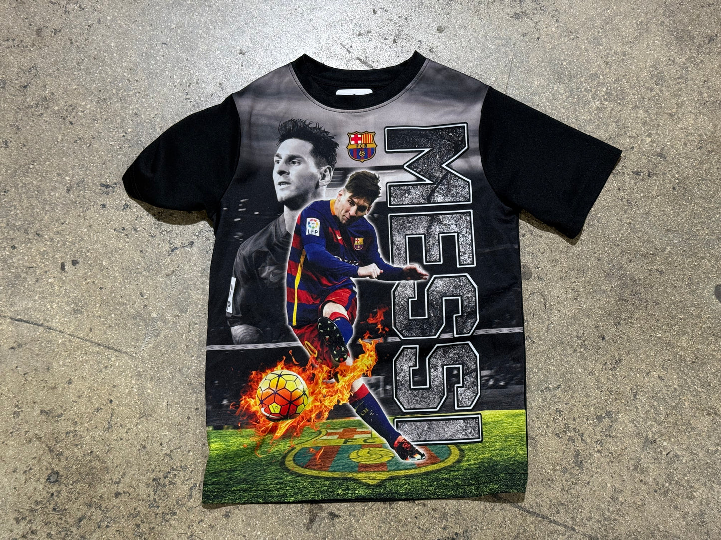 Kids Bootleg Fire Leo Messi Soccer Jersey - Black Size Youth Small