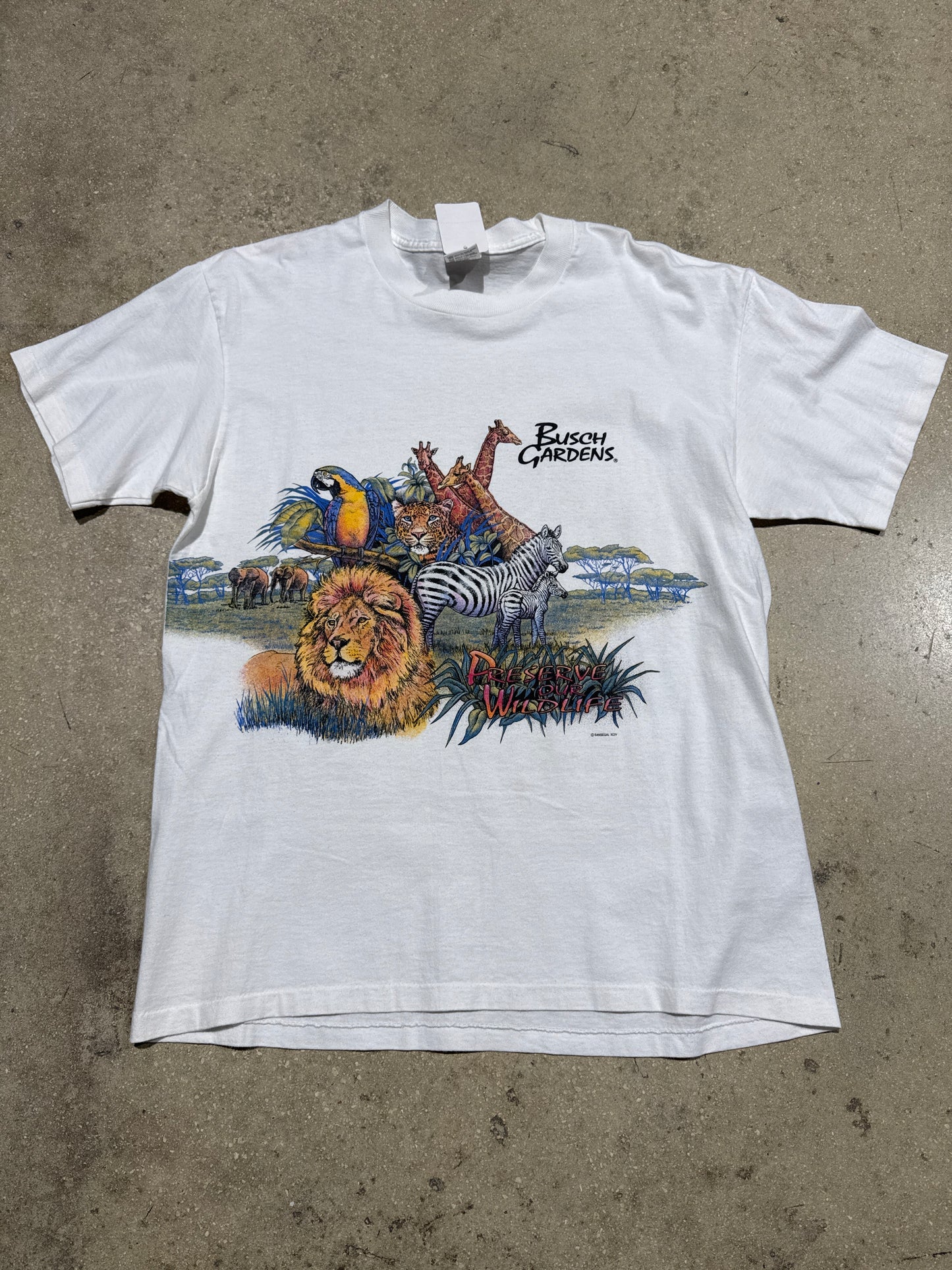 Busch Garden Double Sided Animal Tee - White Size XL (22x28)