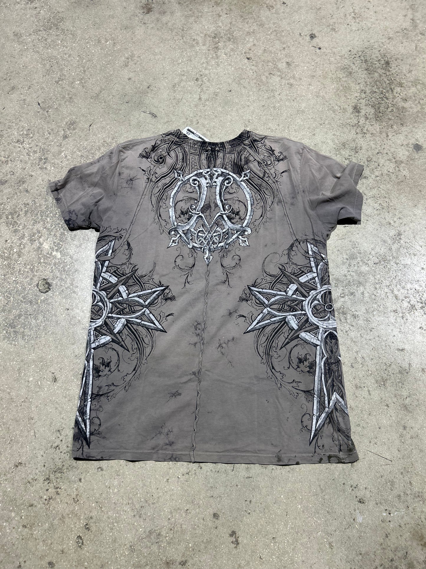 Affliction Cut & Sew Tee - Grey Size Large