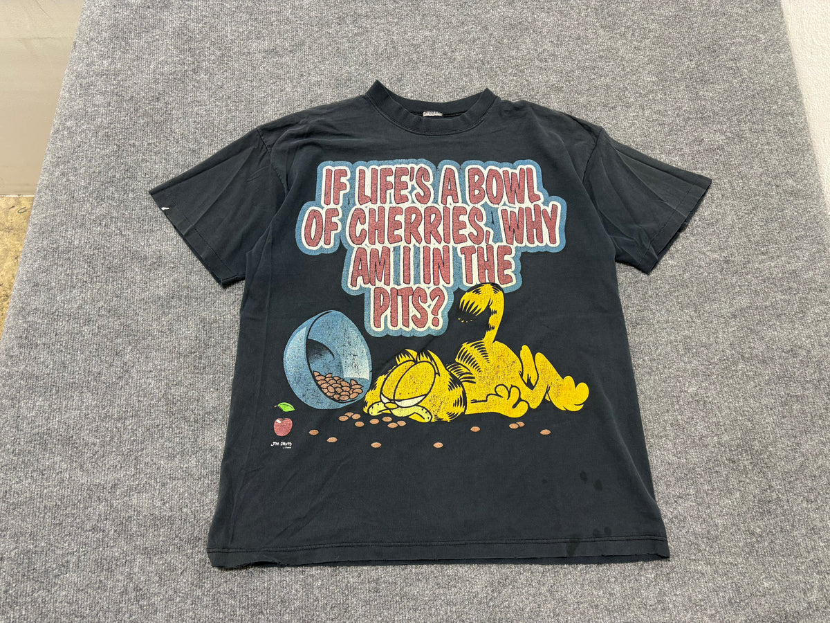 Garfield If Life's a Bowl of Cherries Tee - Faded Black Size XL