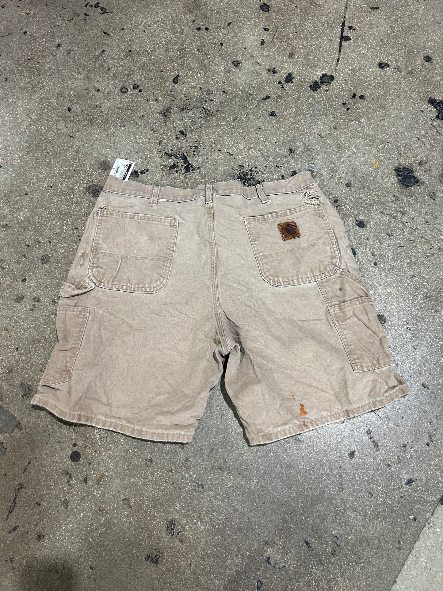 Thrashed/Distressed Carhartt Carpenter Shorts - Khaki Size 38