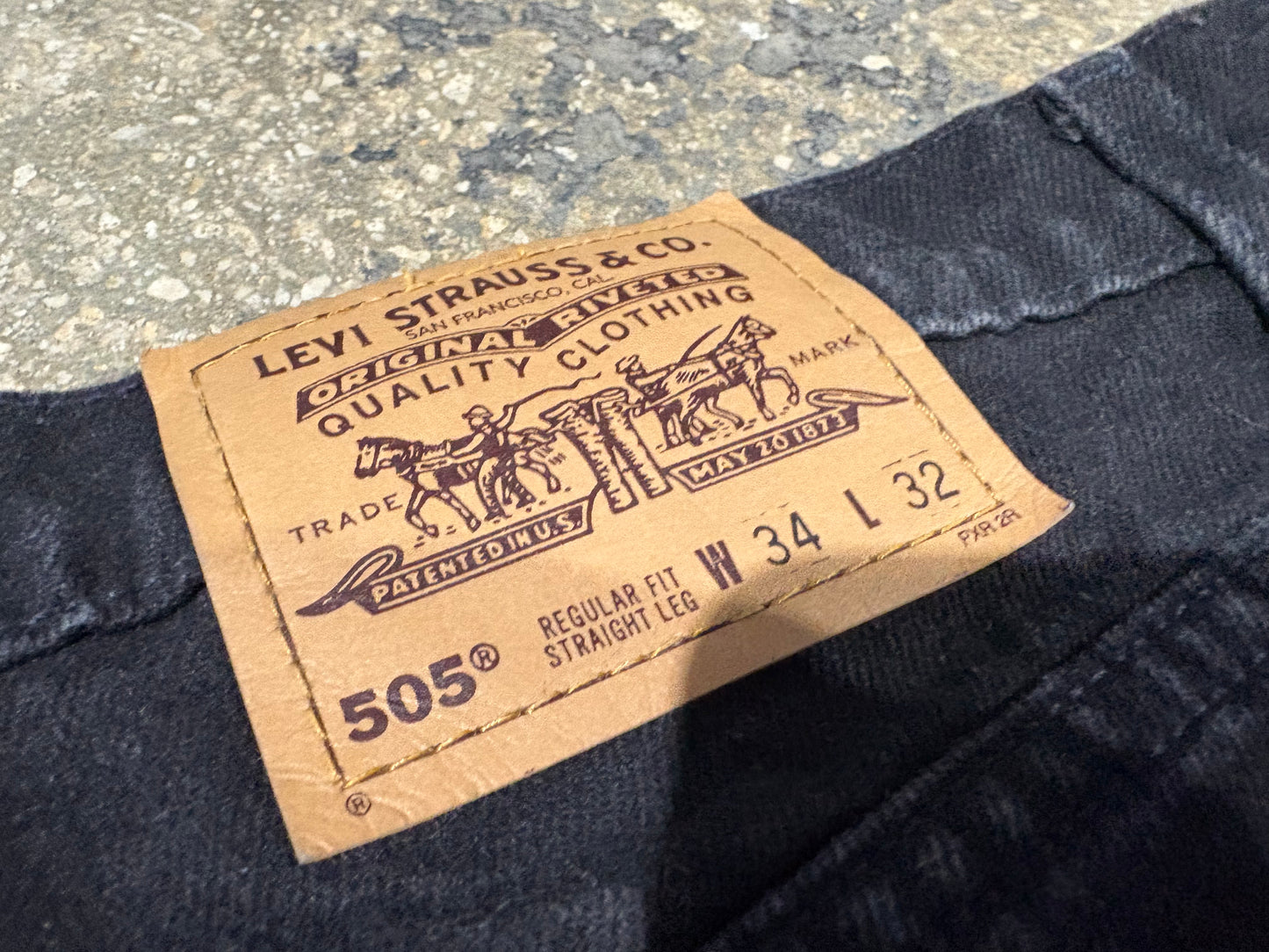 Levis 505 Orange Tab Denim Jeans - Black Size 34 x 32