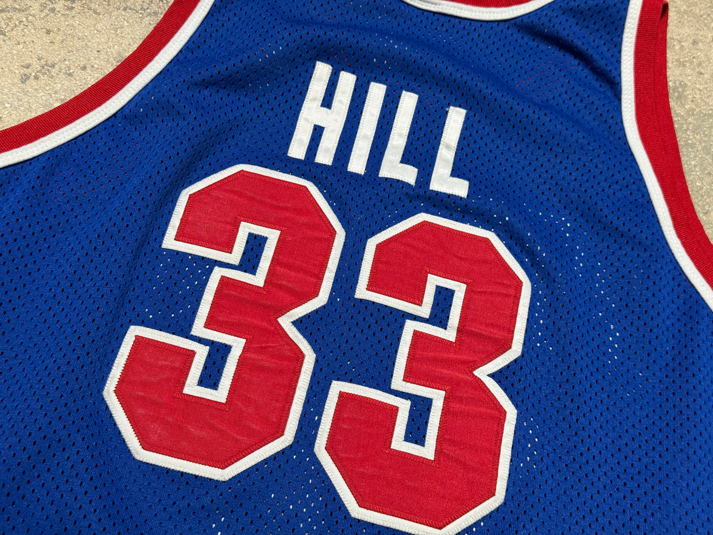 Champion Authentic Detroit Pistons Hill #33 Jersey Size 48/XL