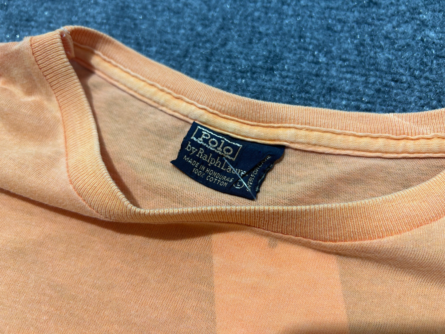 90s Polo Ralph Lauren Single Stitch Pocket Tee - Orange Size Large