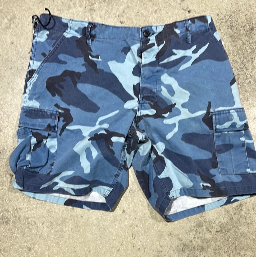 Urban Camo Cargo Shorts - Blue Size 36