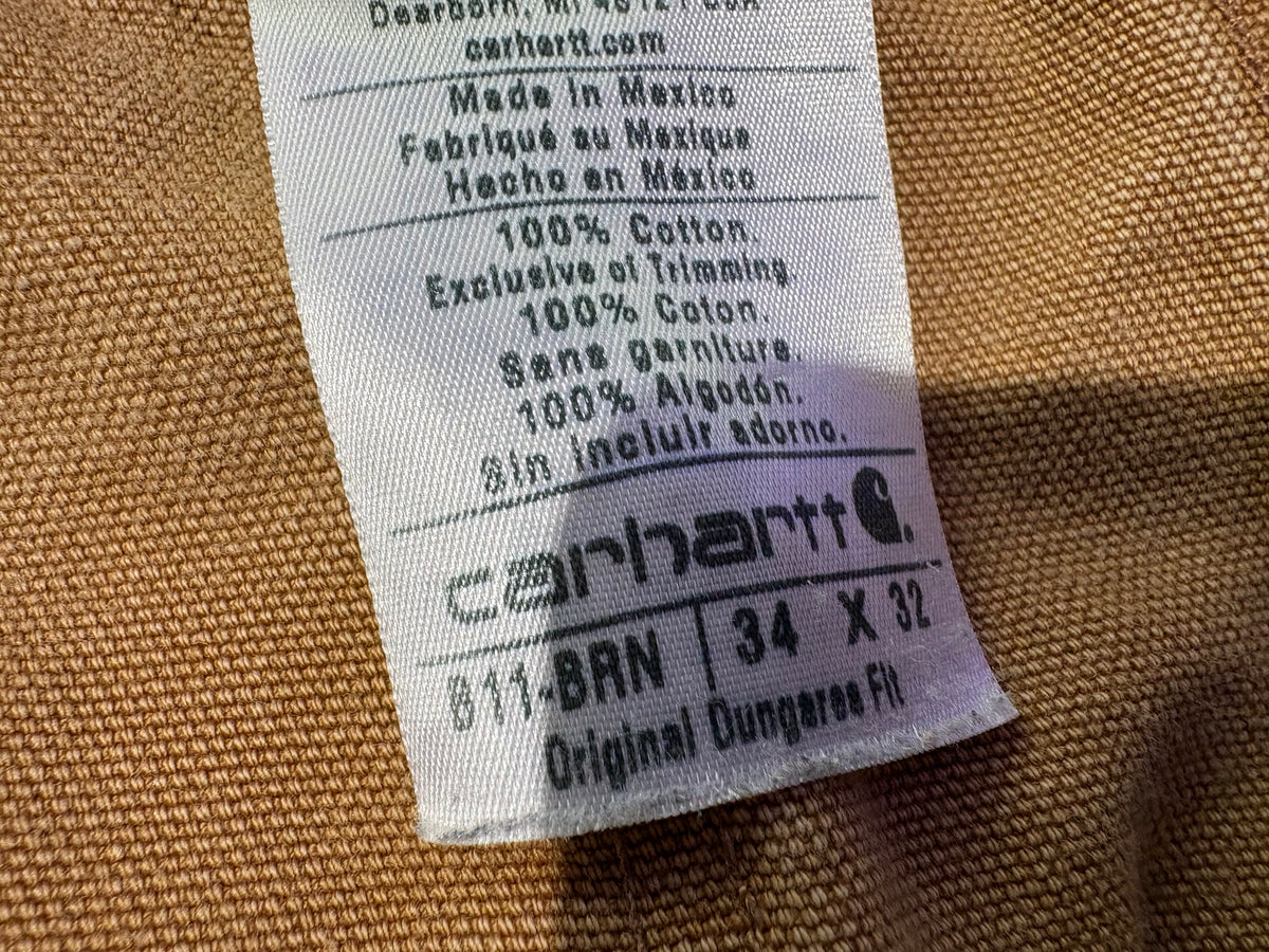 Distressed Carhartt Painted Work Pants - Khaki Size 34 x 32