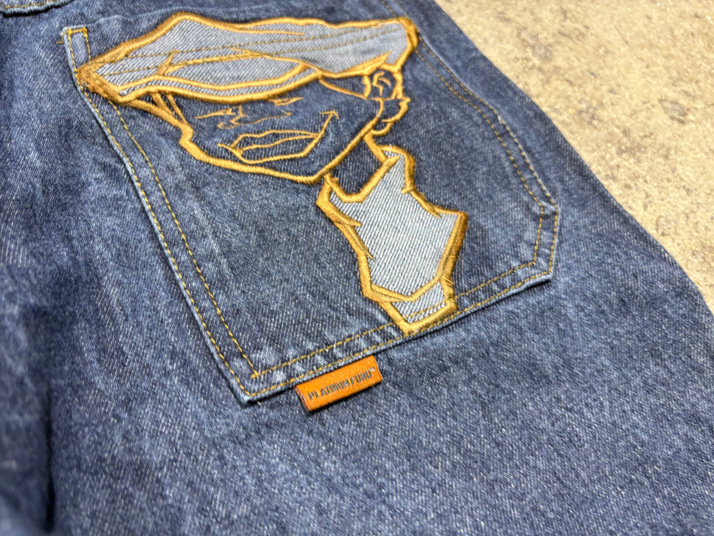Womens Fubu Fat Albert Embroidered Denim Jhorts - Blue Size 26