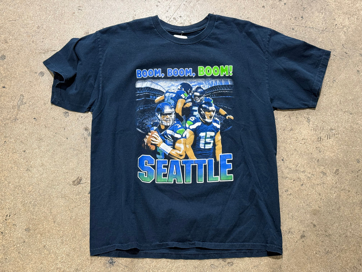 Bootleg Seattle Seahawks Boom Boom Boom Tee - Navy Size XL
