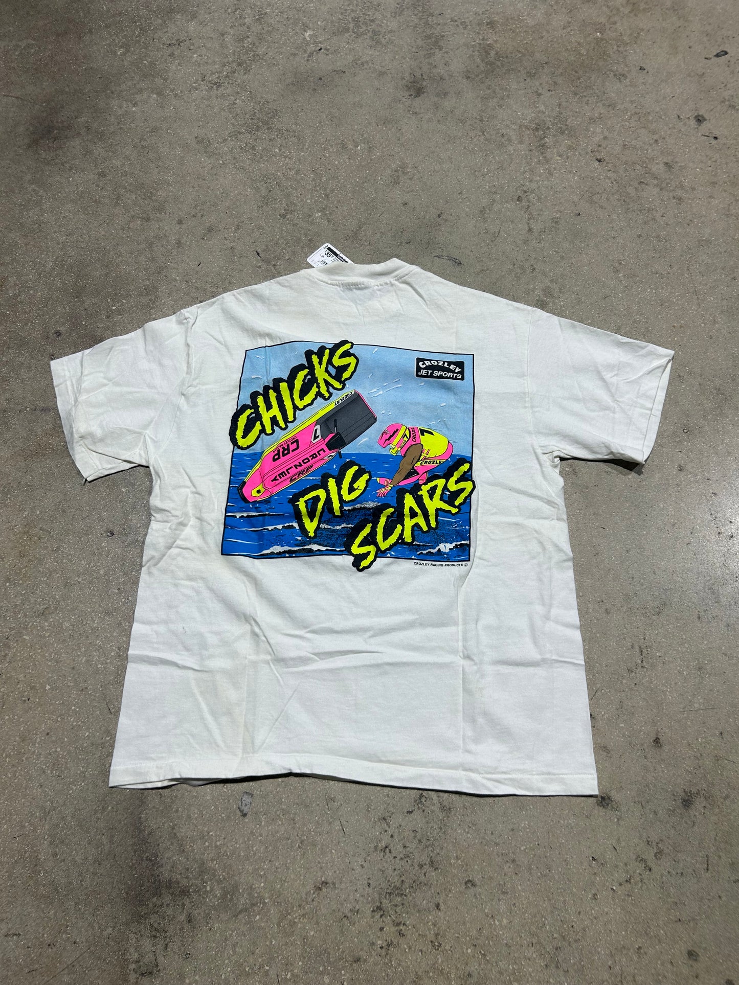 Crozley Chicks Dig Scars Racing Tee - White Size Large
