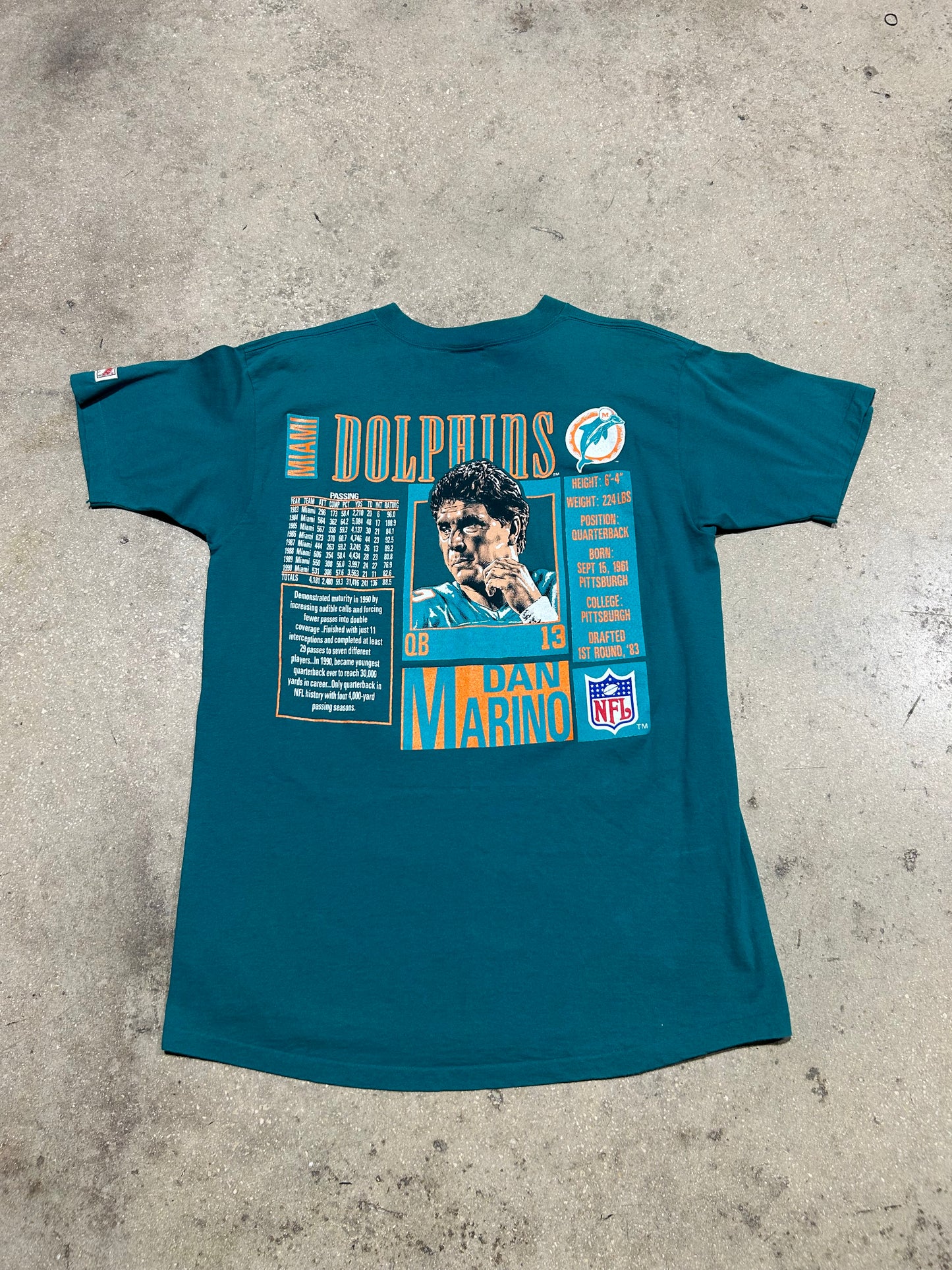 Dan Marino Dolphins Tee - Teal Size XL
