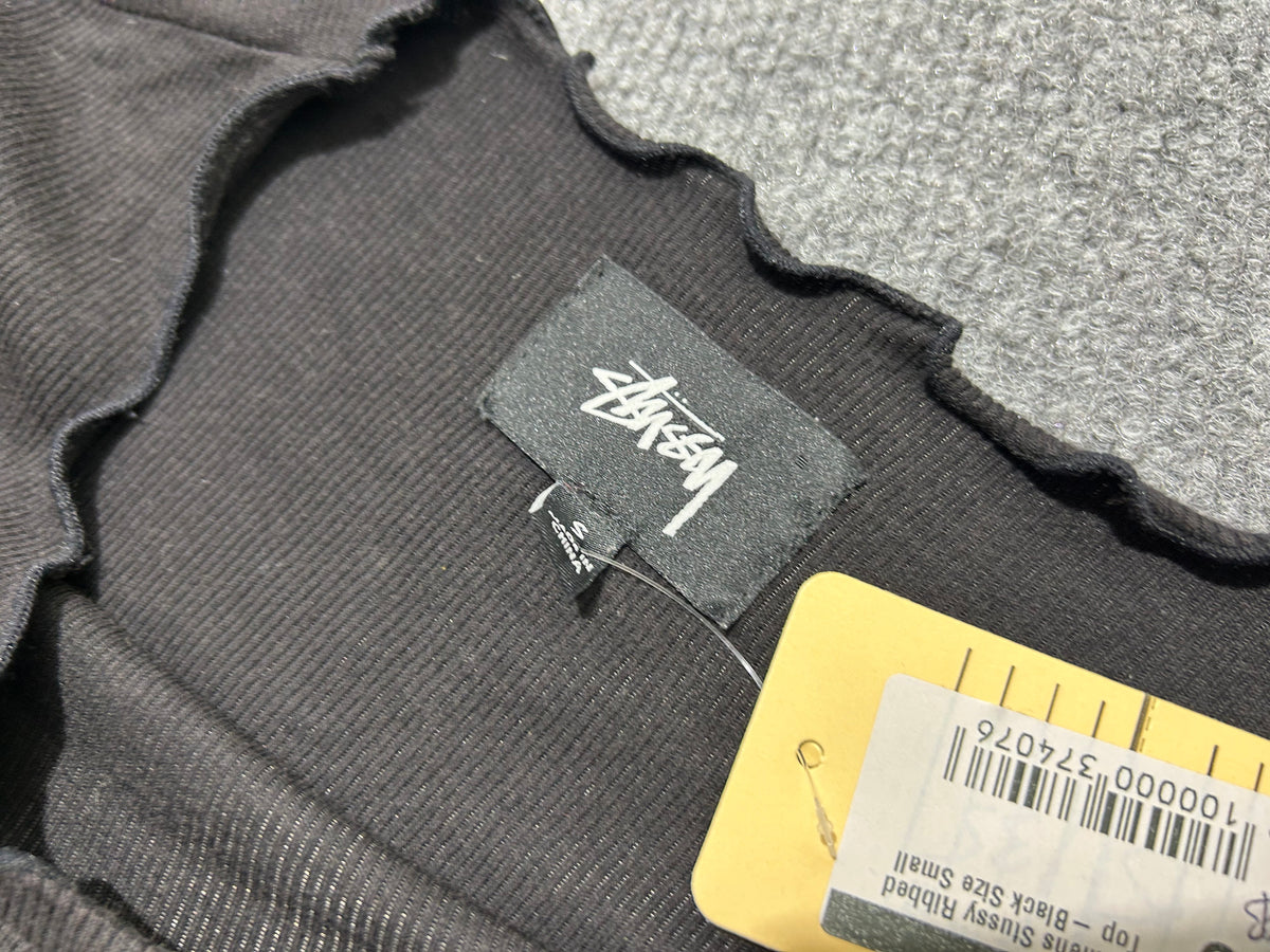 Womens Stussy Ribbed Top -Black Size Small