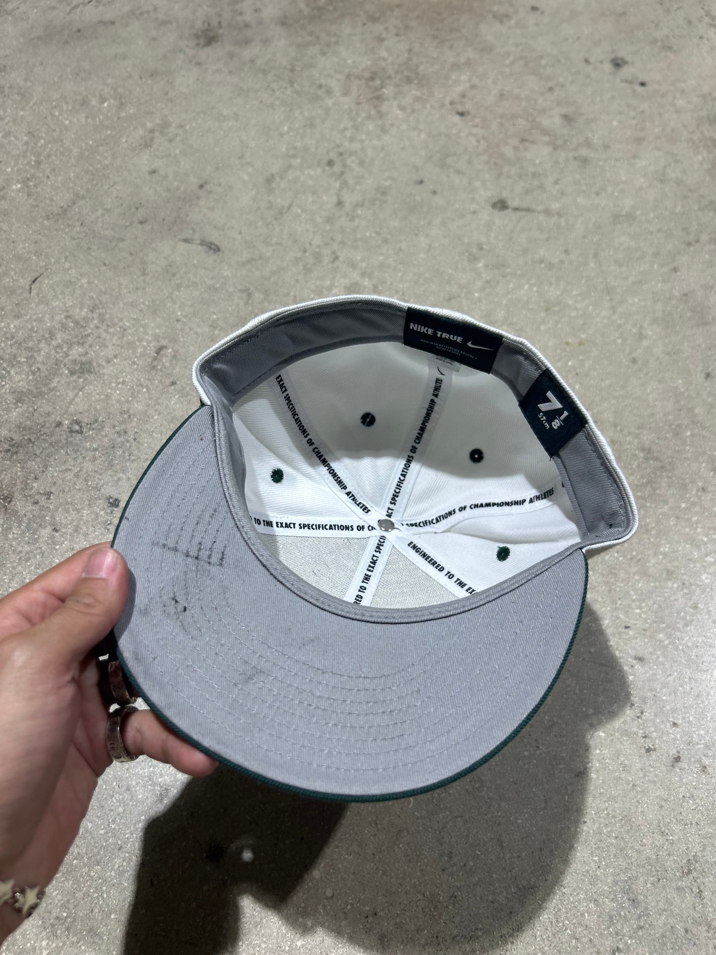 University Of Miami Baseball Hat - White/Green Size 7 1/8