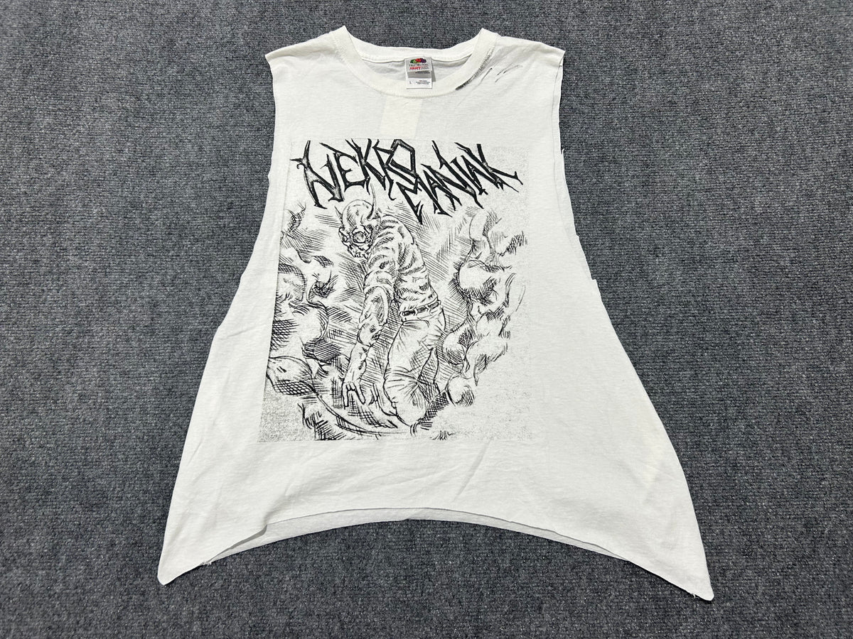 Nekro Maniak Cutoff Tee - White Size Large